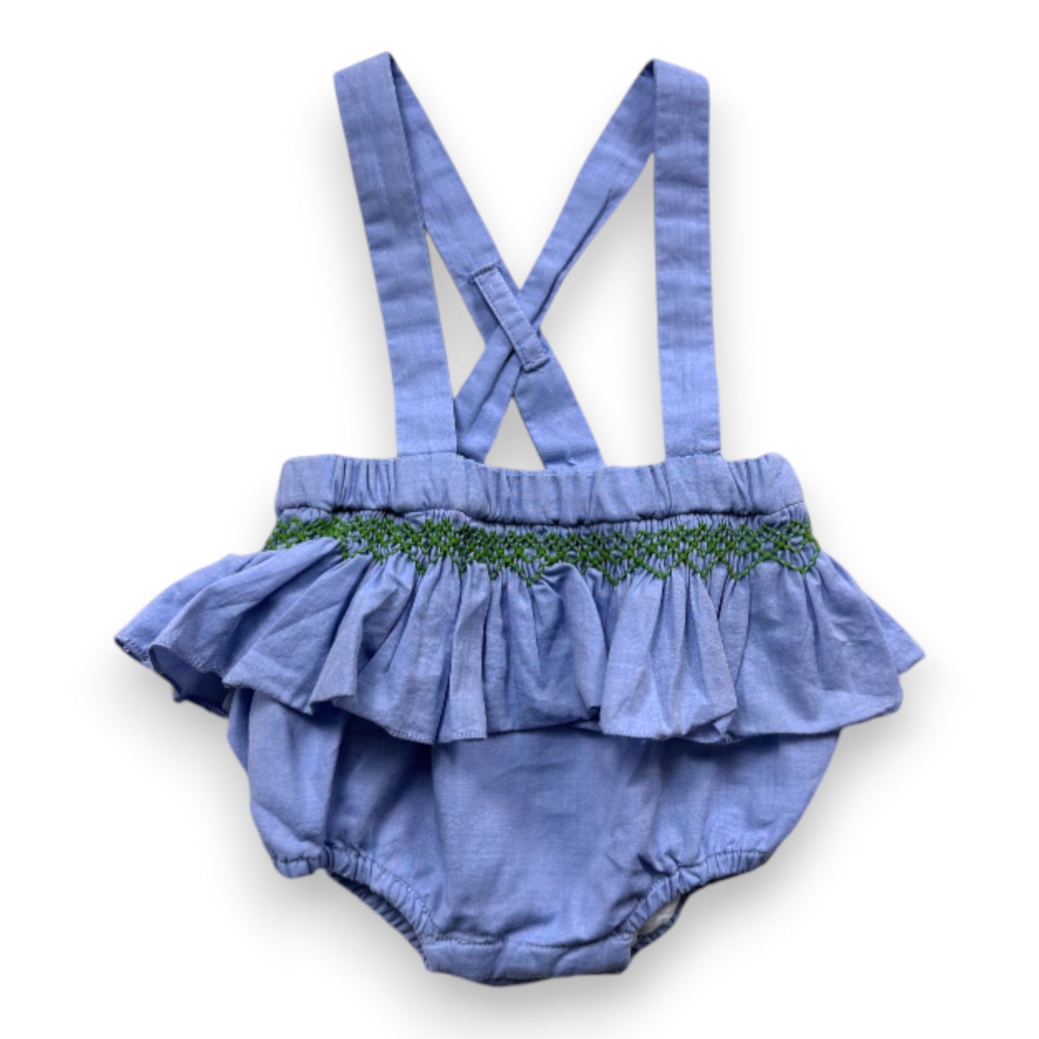 JACADI - Combinaison bloomer bleue avec broderies - 6 mois