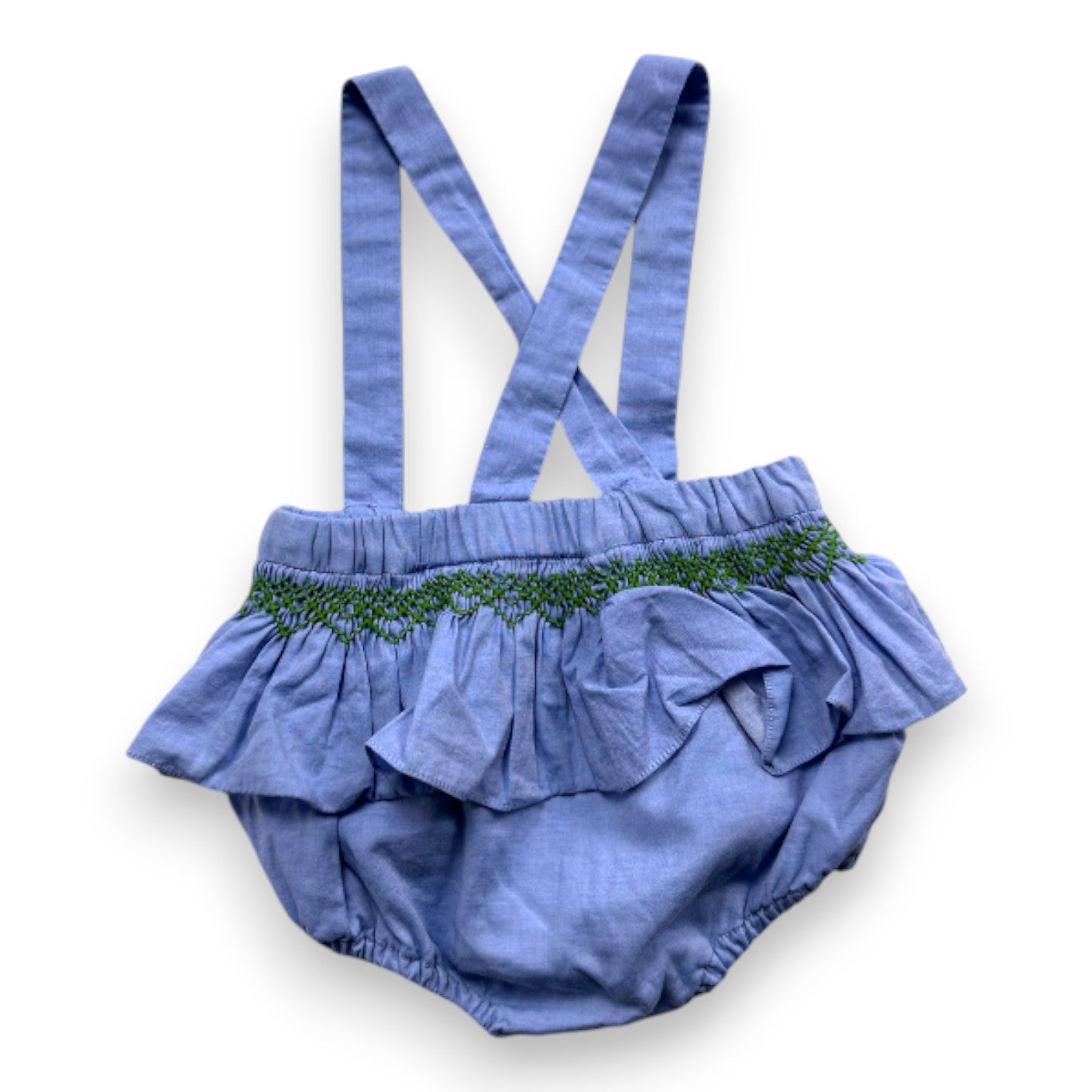 JACADI - Combinaison bloomer bleue avec broderies - 6 mois