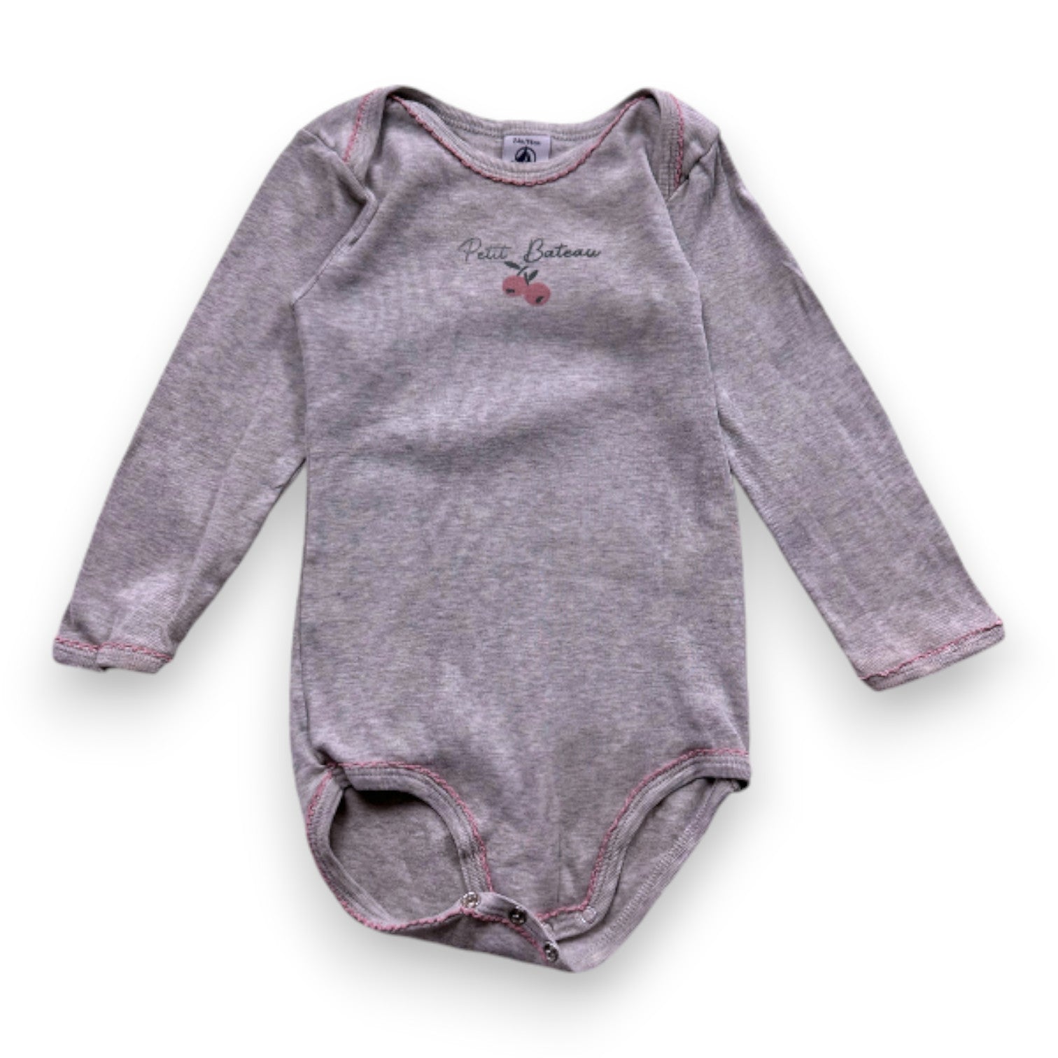 PETIT BATEAU - Body gris à manches longues - 2 ans