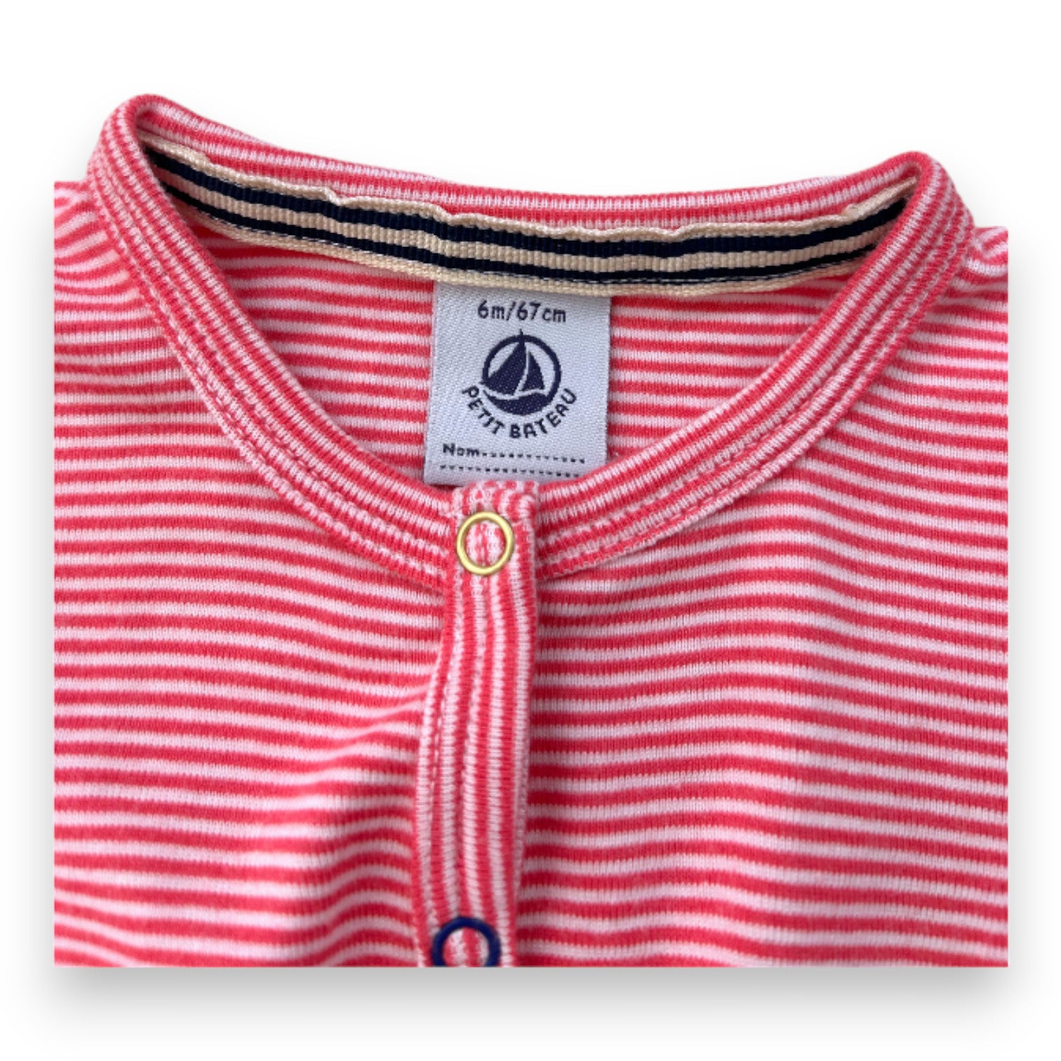 PETIT BATEAU - Robe rose et blanche à rayures - 6 mois