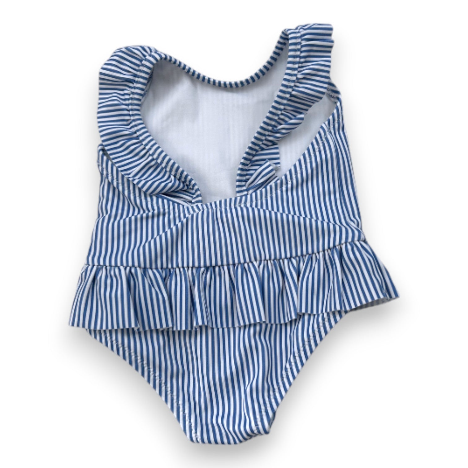 JACADI - Maillot de bain 1 pièce bleu et blanc à rayures - 6 mois