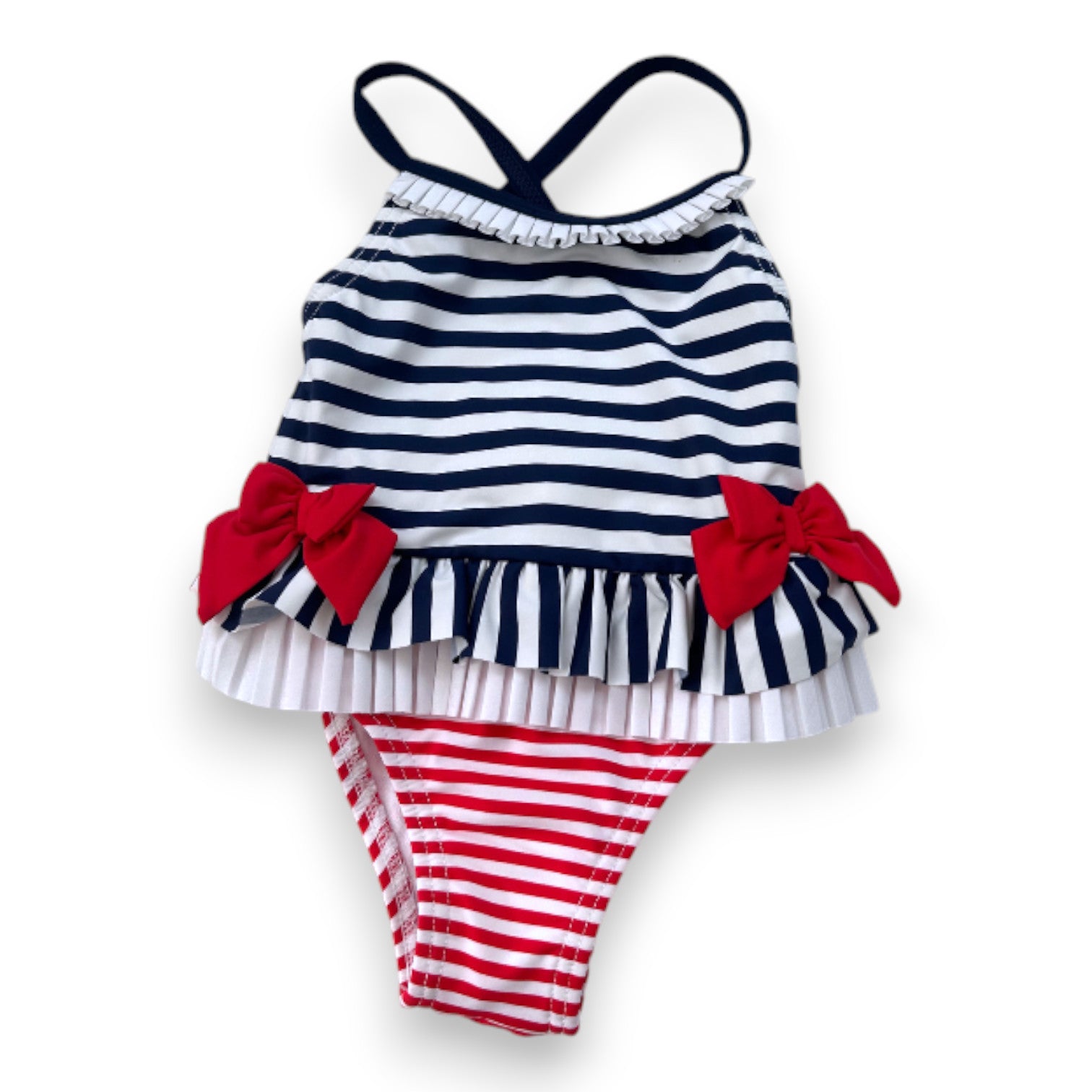 MAYORAL - Maillot de bain 1 pièce bleu blanc et rouge - 6 mois