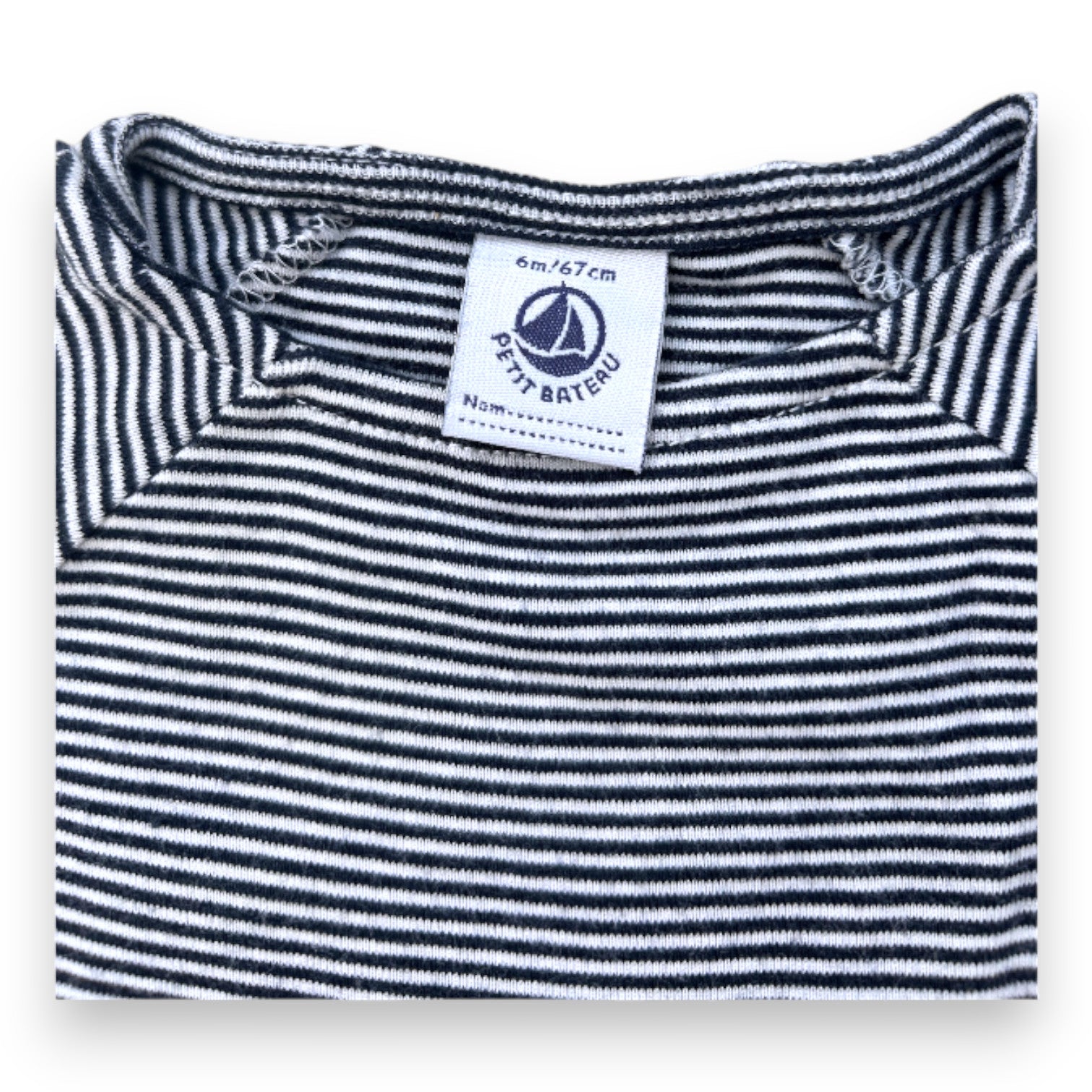 PETIT BATEAU - Robe bleue et balnche à rayures - 6 mois