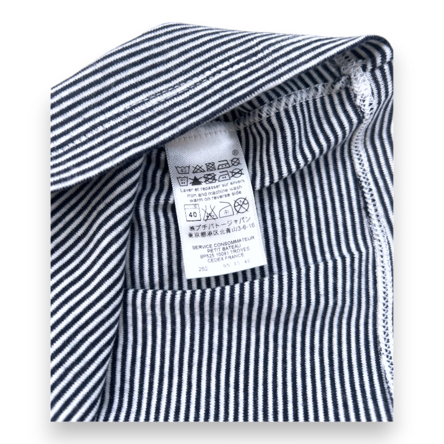 PETIT BATEAU - Robe bleue et balnche à rayures - 6 mois