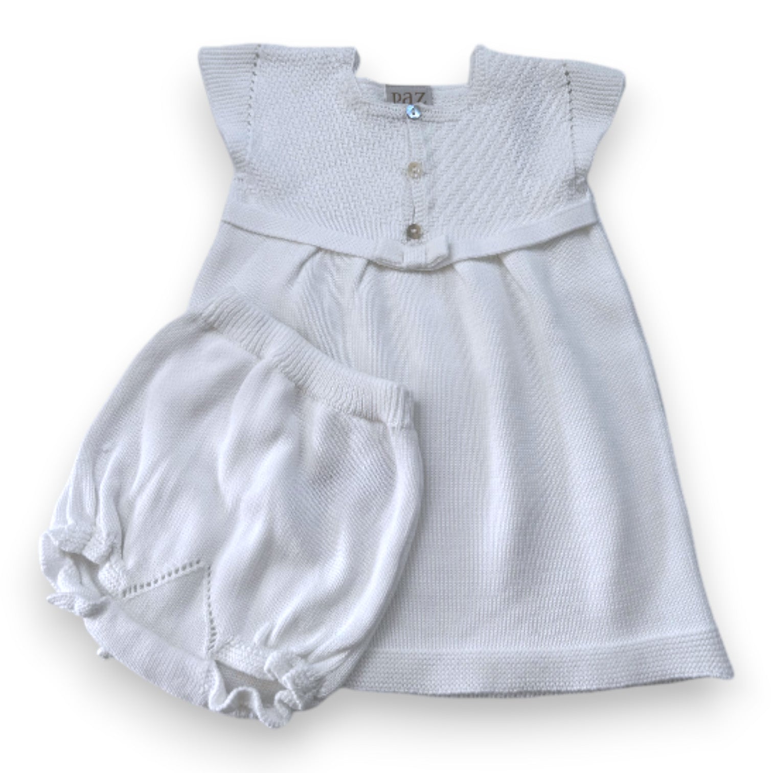 PAZ RODRIGUEZ - Ensemble robe et bloomer blanc - 6 mois