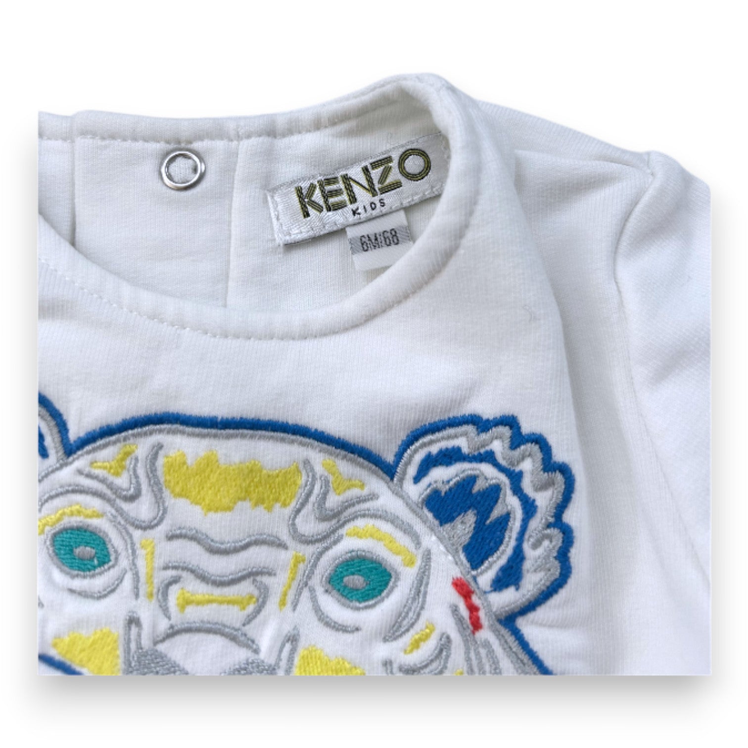 KENZO - Robe blanche avec tigre brodé - 6 mois