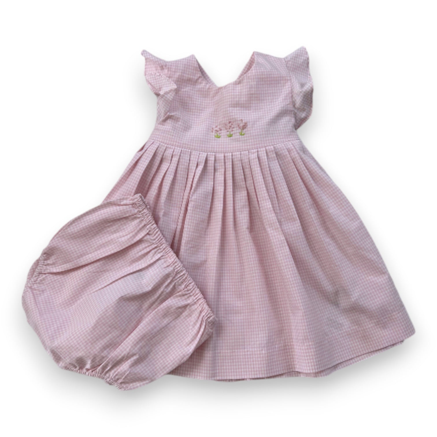 JACADI - Ensemble robe et bloomer rose vichy neuf - 6 mois