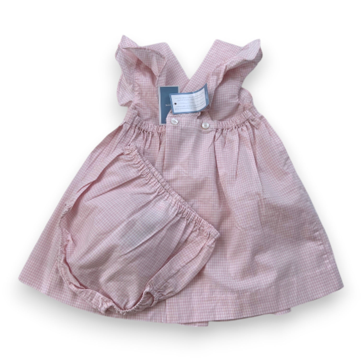 JACADI - Ensemble robe et bloomer rose vichy neuf - 6 mois