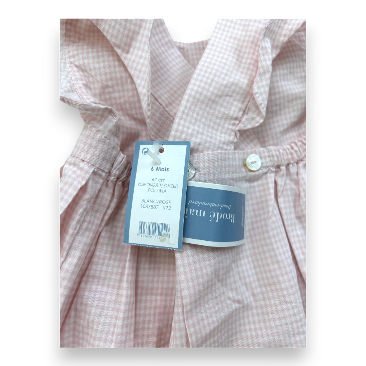 JACADI - Ensemble robe et bloomer rose vichy neuf - 6 mois