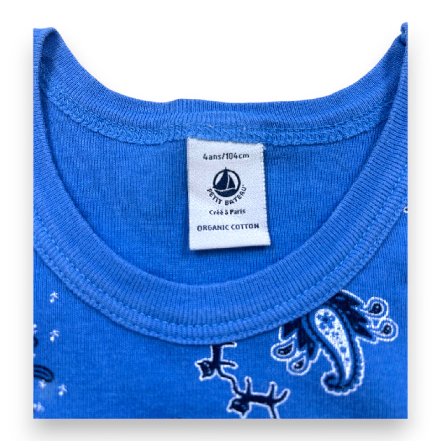 PETIT BATEAU - Débardeur bleu à motifs - 4 ans