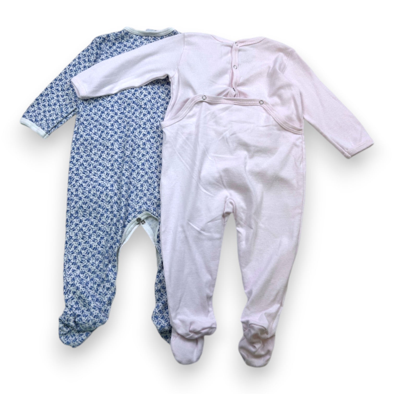 PETIT BATEAU - Lot de 2 pyjamas rose et bleu - 12 mois