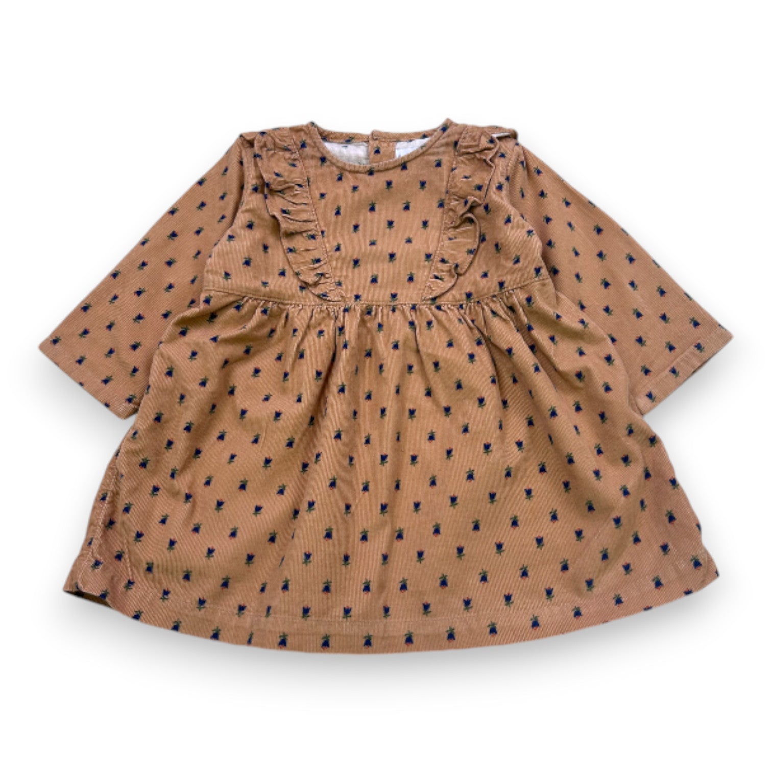 PETIT BATEAU - Robe marron à fleurs - 12 mois