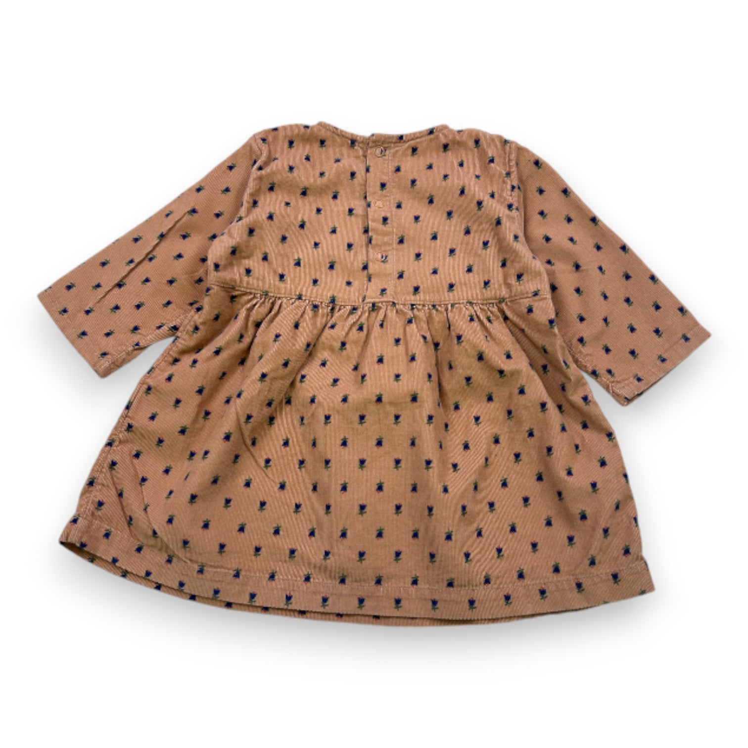 PETIT BATEAU - Robe marron à fleurs - 12 mois