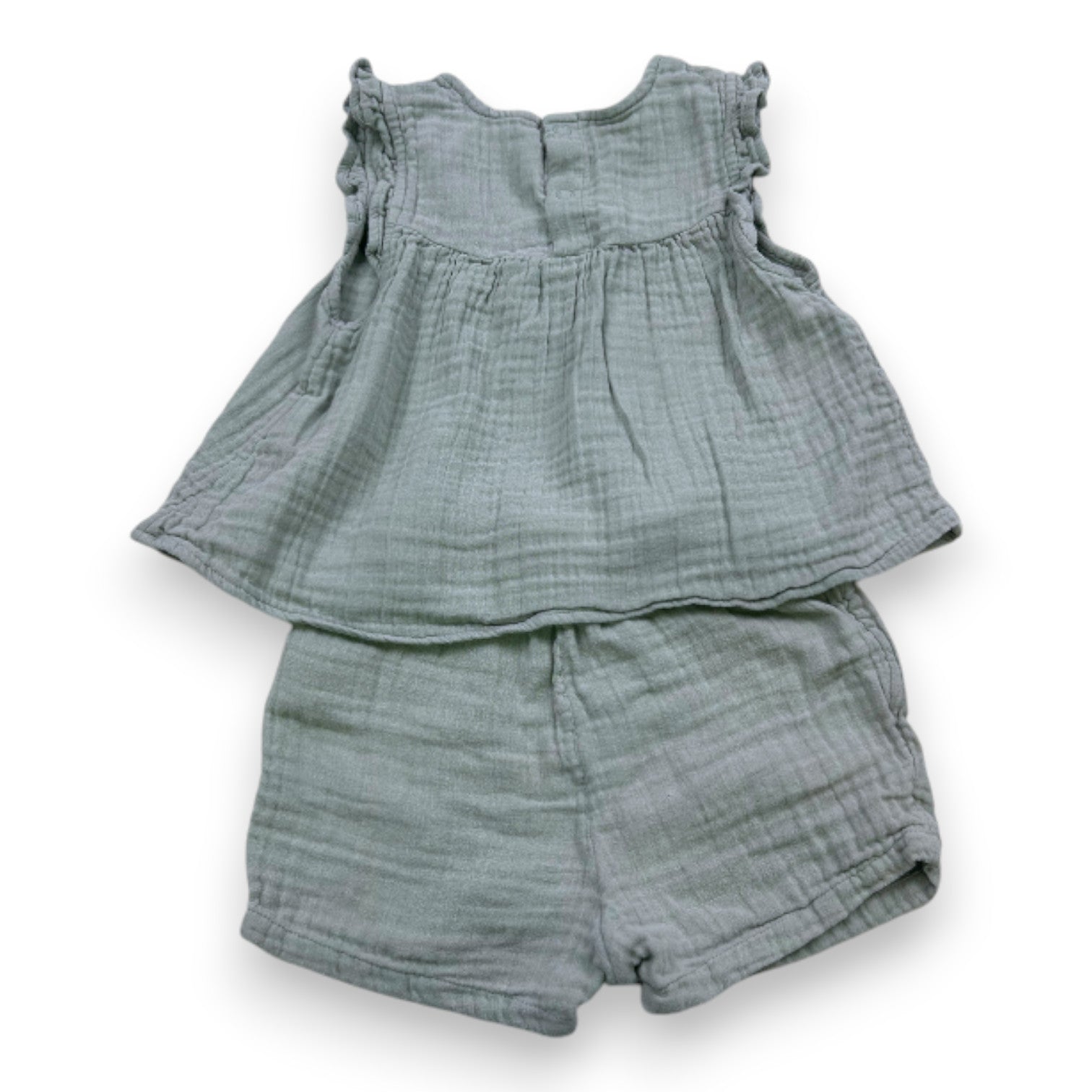 PETIT BATEAU - Ensemble blouse et short vert - 18 mois