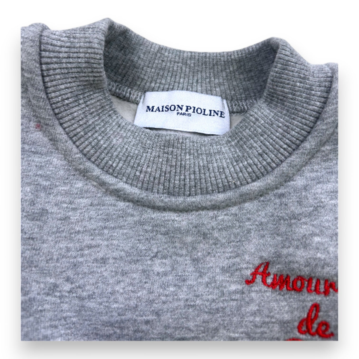 MAISON PIOLINE - Sweat gris avec broderies - 6 mois