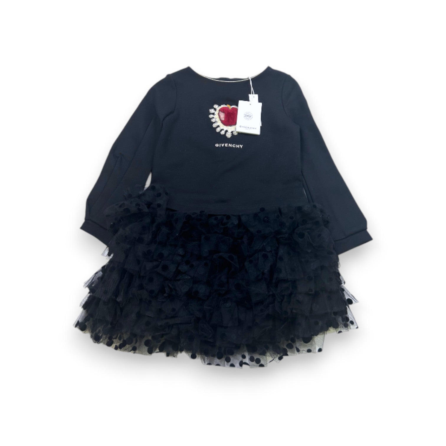 GIVENCHY - Robe noire avec jupe en tulle neuve - 6 ans