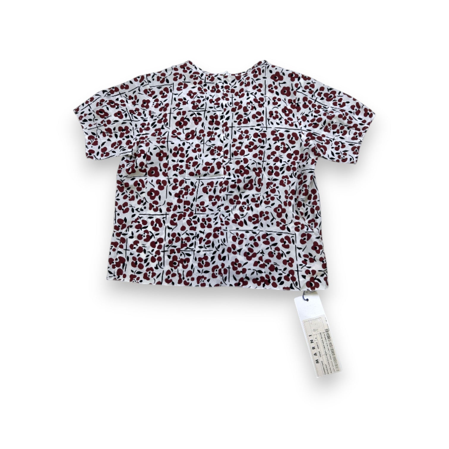 MARNI - Blouse en soie beige et marron neuve - 6 ans