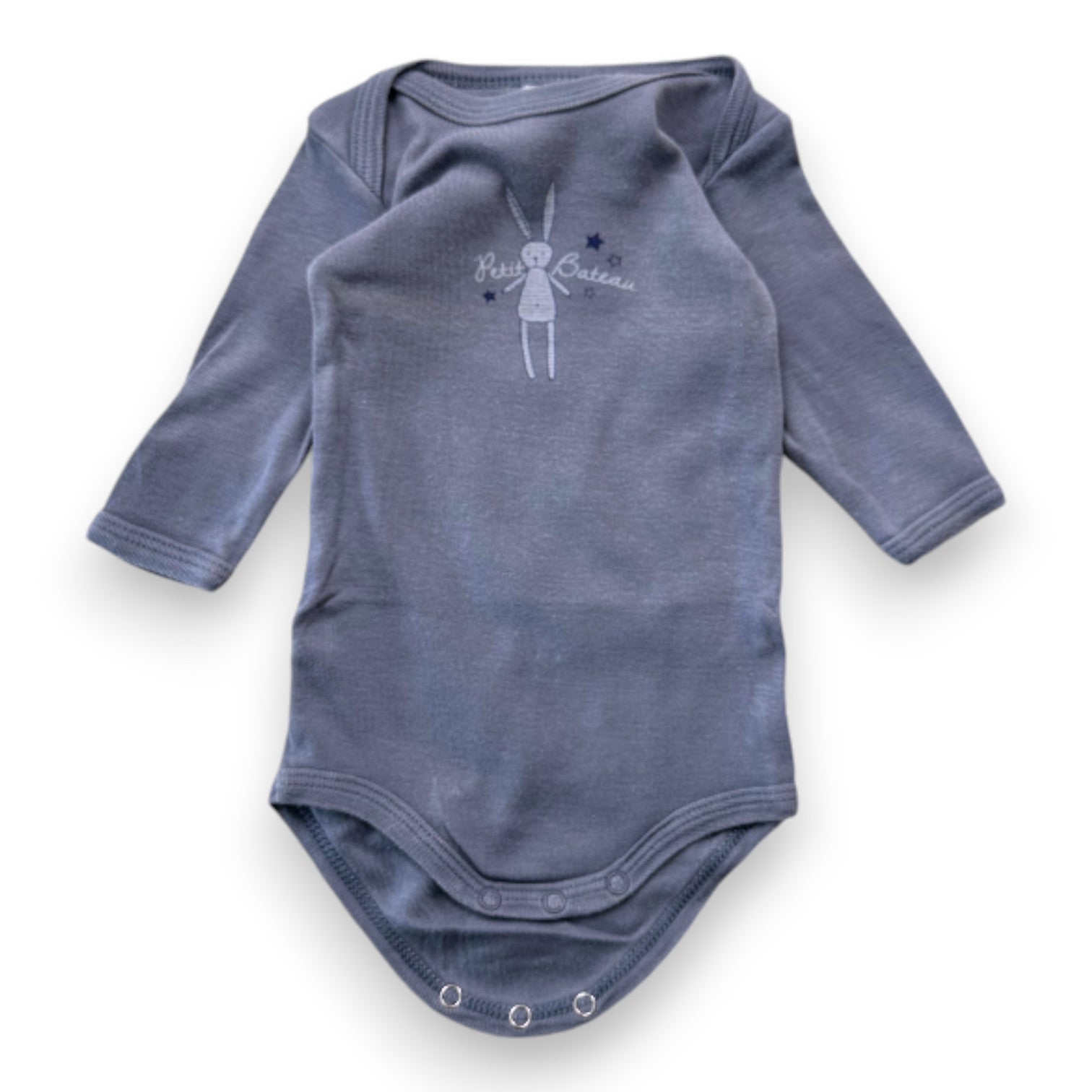 PETIT BATEAU - Body gris à manches longues avec imprimé - 3 mois