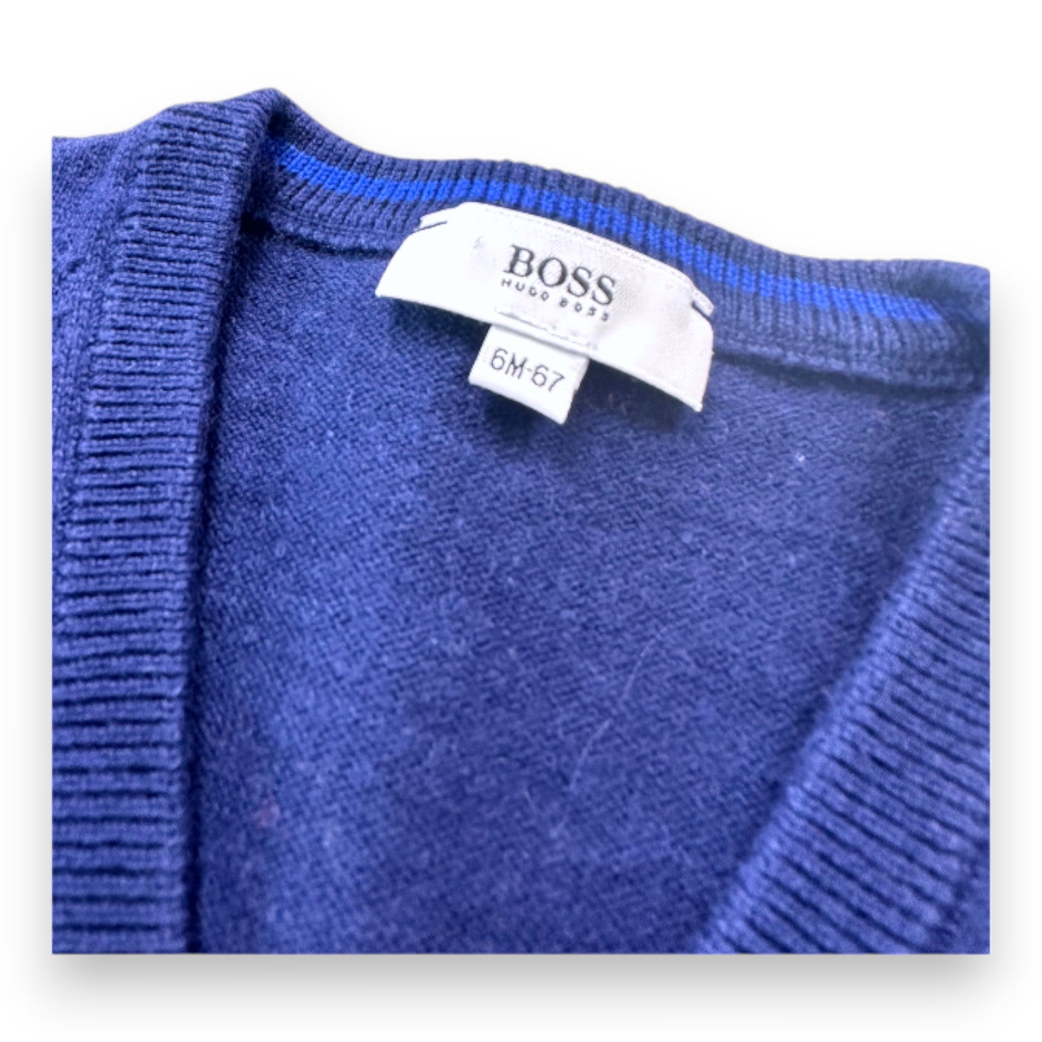 HUGO BOSS - Cardigan bleu marine et orange - 6 mois