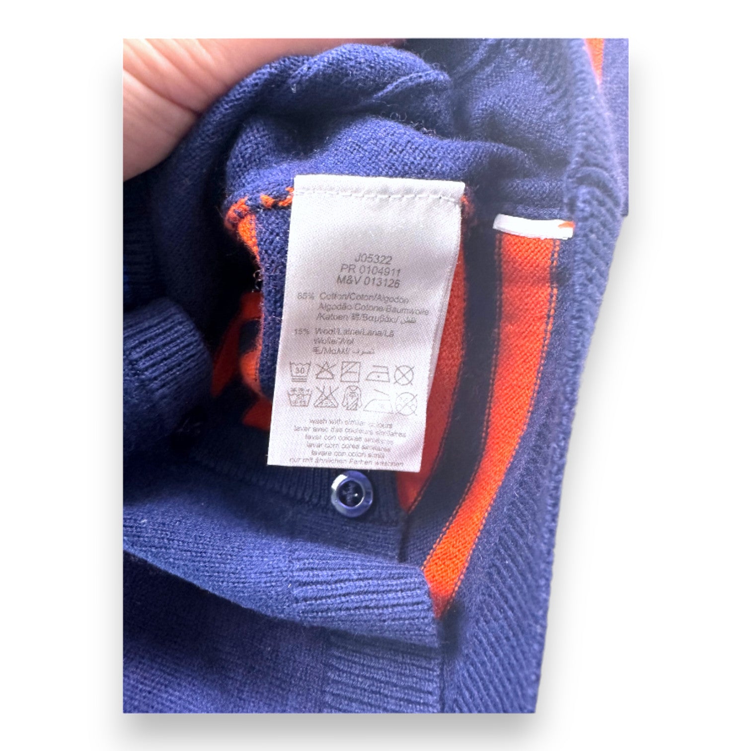 HUGO BOSS - Cardigan bleu marine et orange - 6 mois