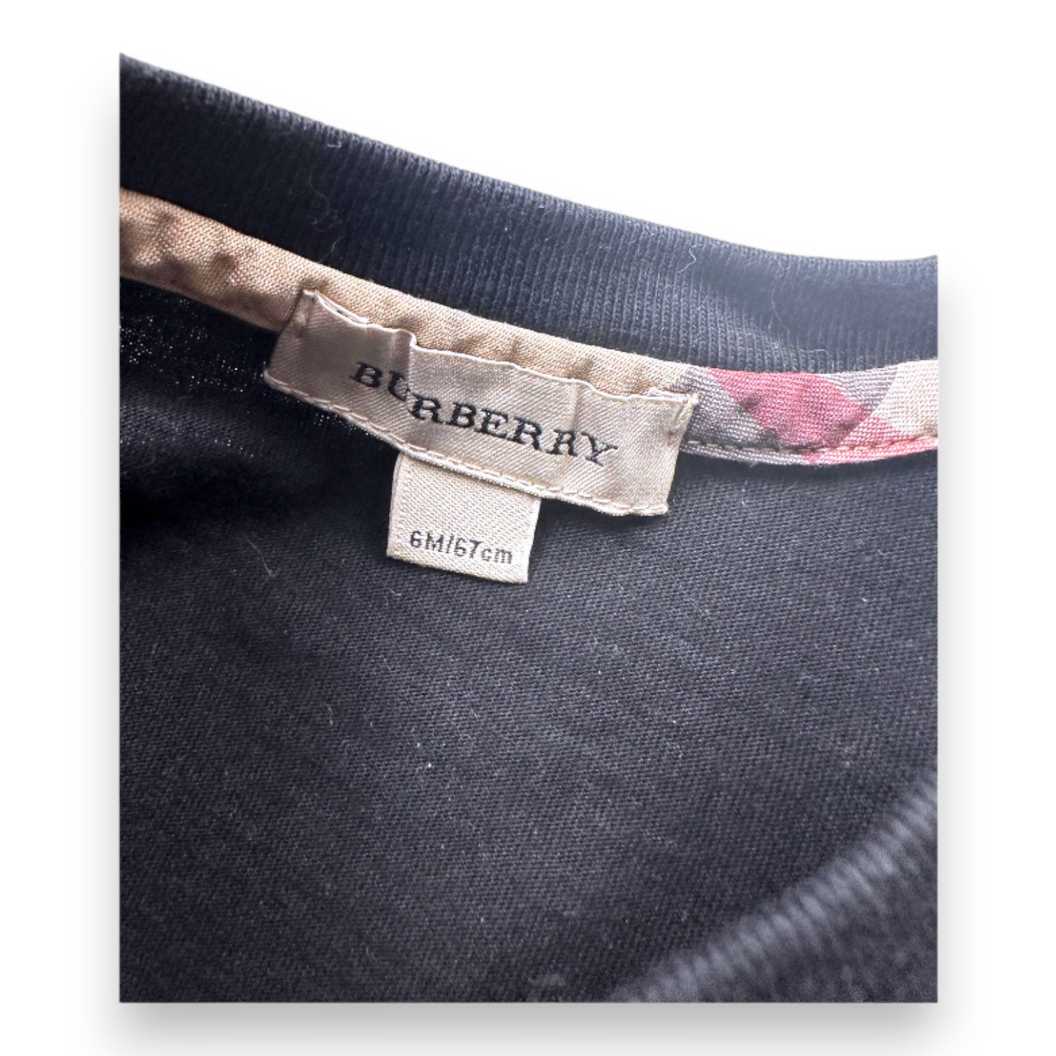 BURBERRY - T-shirt noir à manches longues - 6 mois