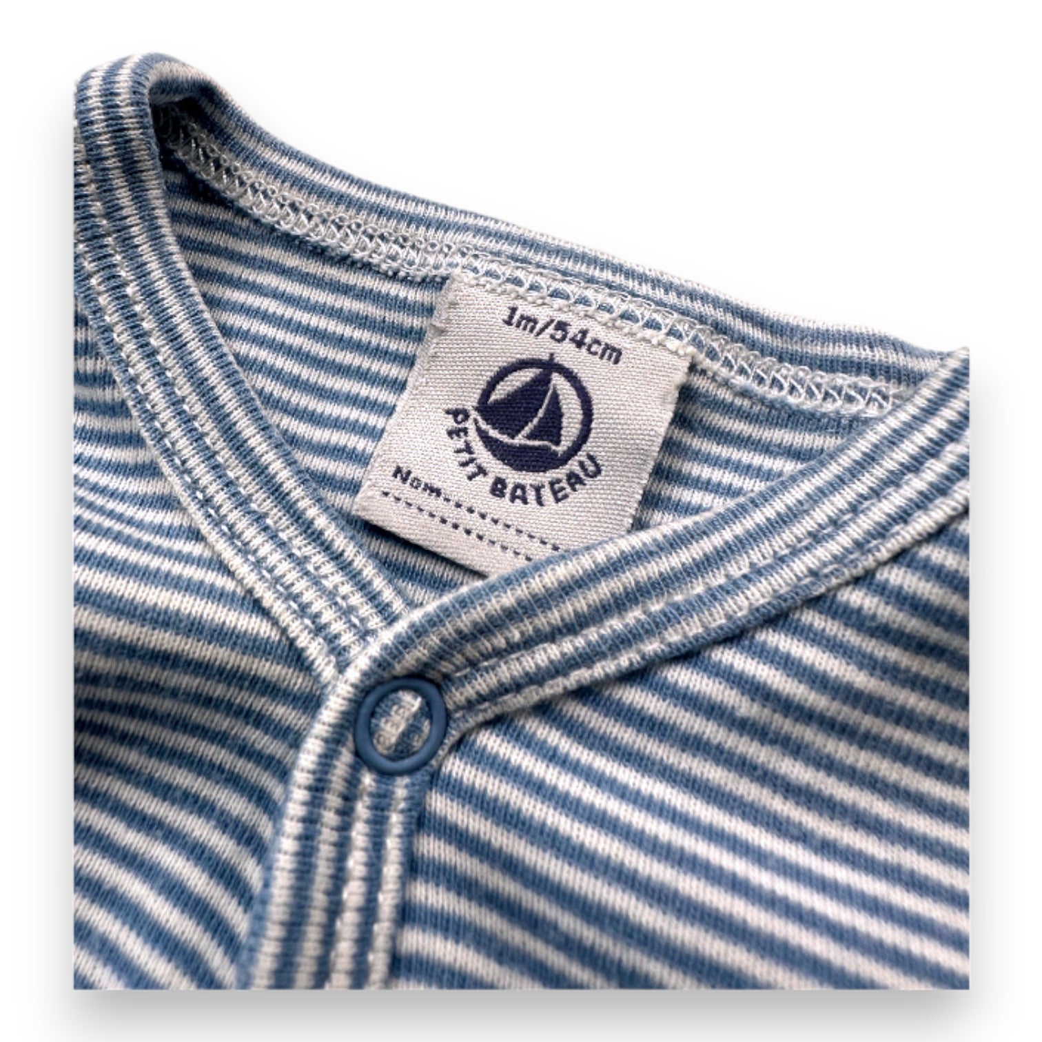 PETIT BATEAU - Pyjama bleu et blanc à rayures - 1 mois