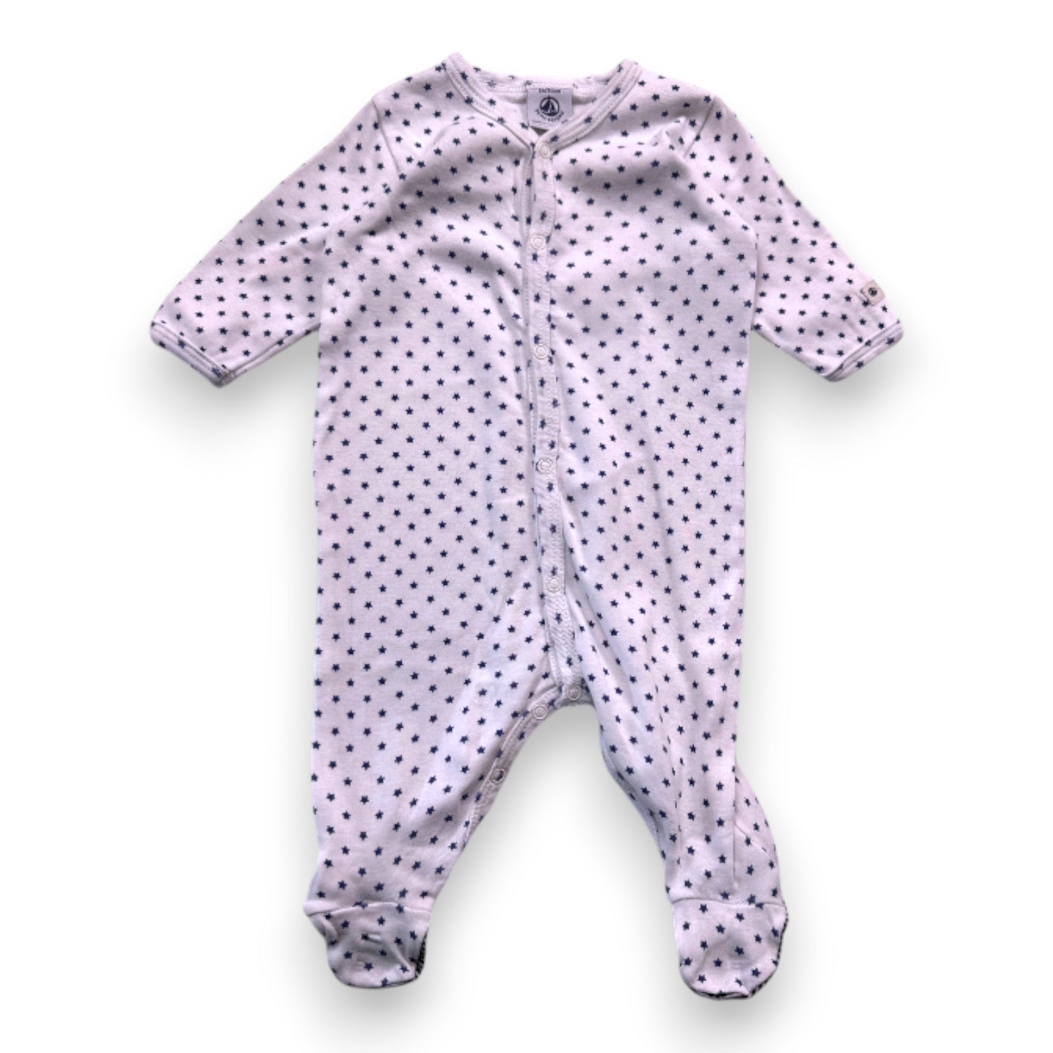 PETIT BATEAU - Pyjama blanc avec étoiles - 1 mois