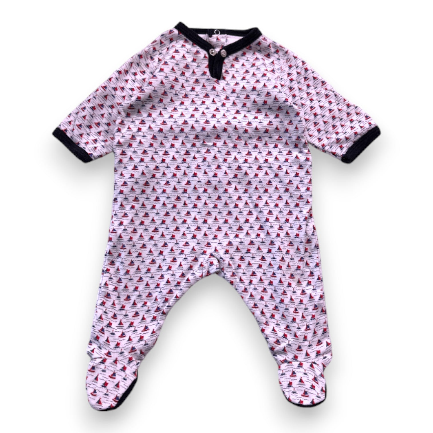 PETIT BATEAU - Pyjama blanc avec imprimés - 1 mois