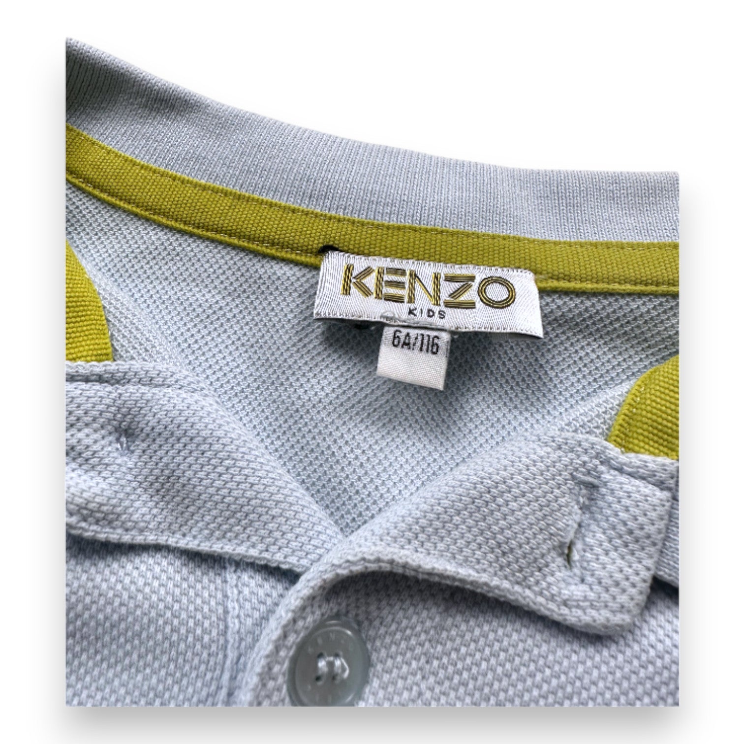 KENZO - Polo bleu à manches courtes avec tigre brodé - 6 ans