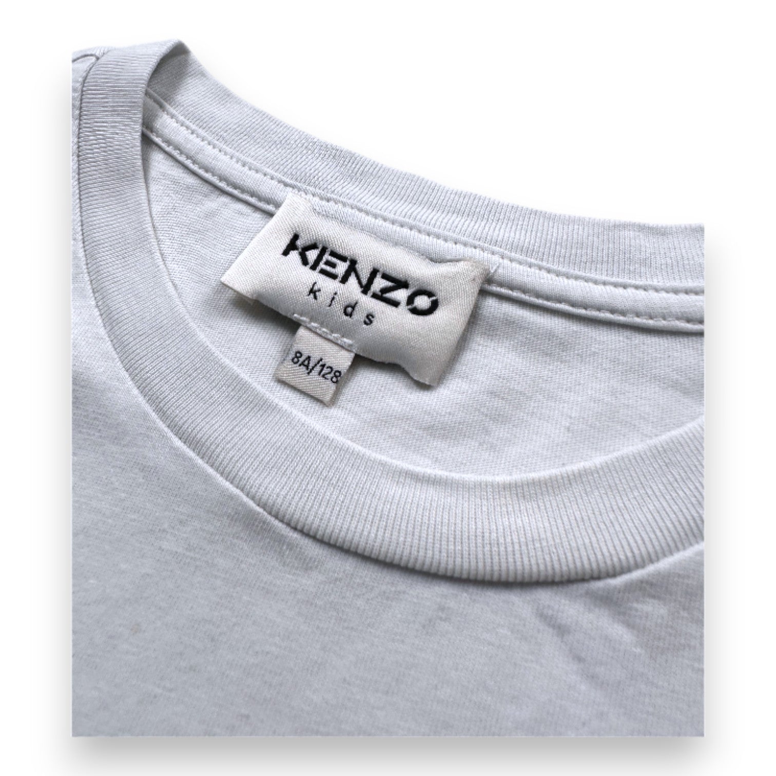 KENZO - T-shirt blanc à manches courtes avec imprimé - 8 ans