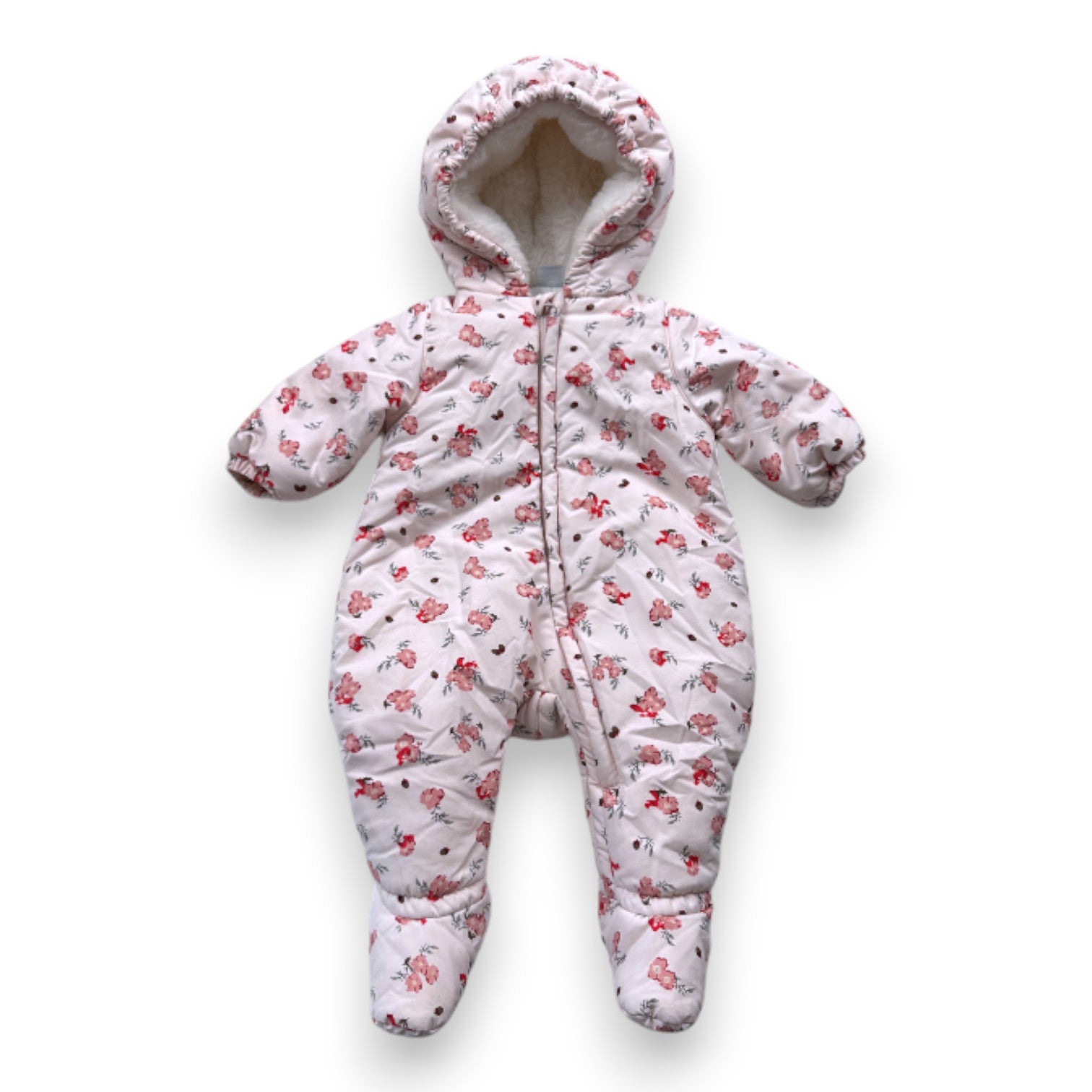 PETIT BATEAU - Combinaison pilote rose à fleurs - 6 mois