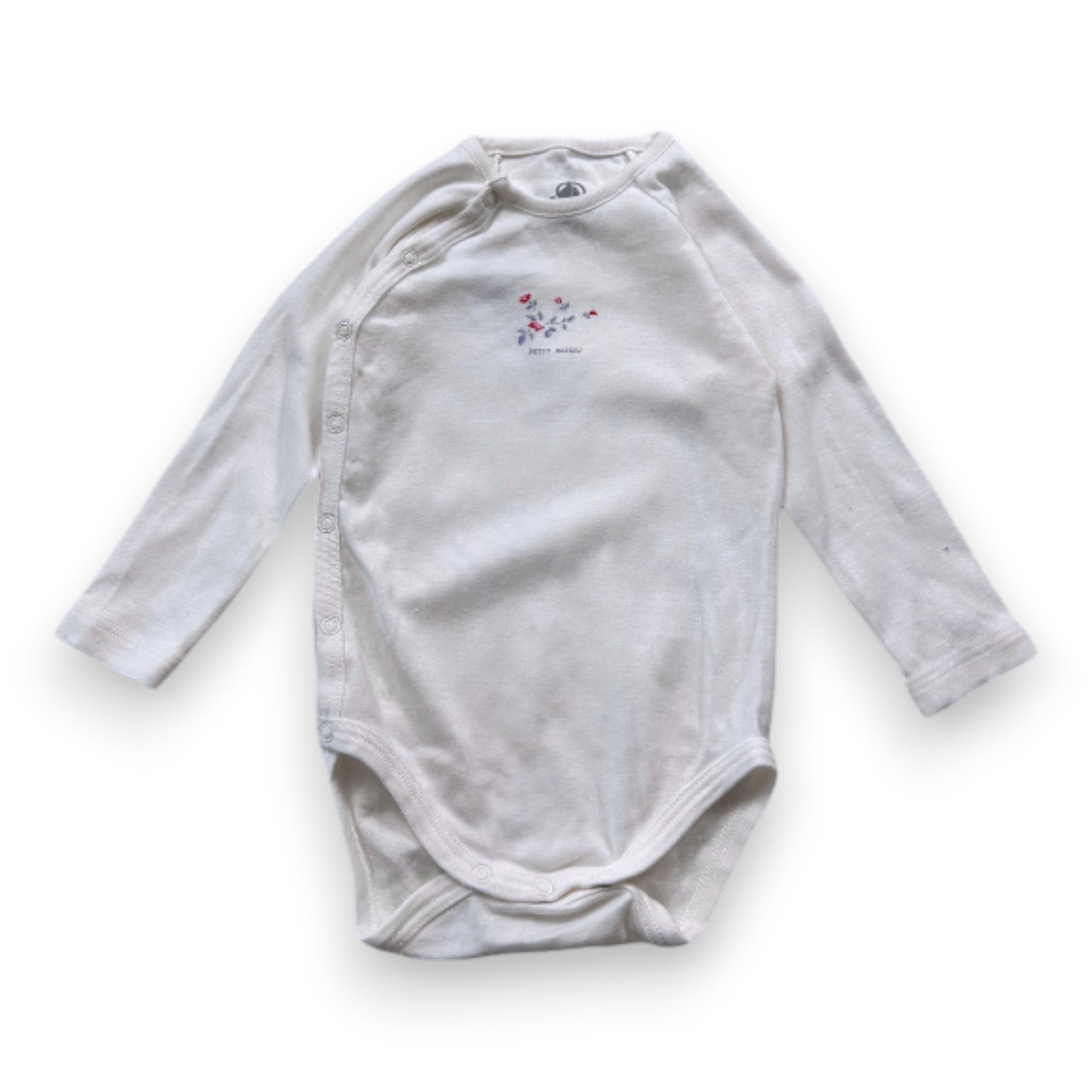 PETIT BATEAU - Body blanc à manches longues avec imprimé - 12 mois