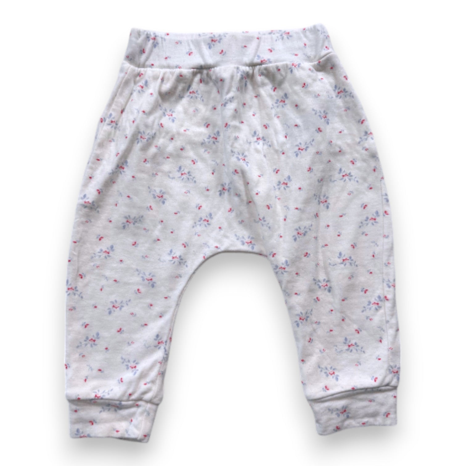 PETIT BATEAU - Pantalon blanc à fleurs - 12 mois