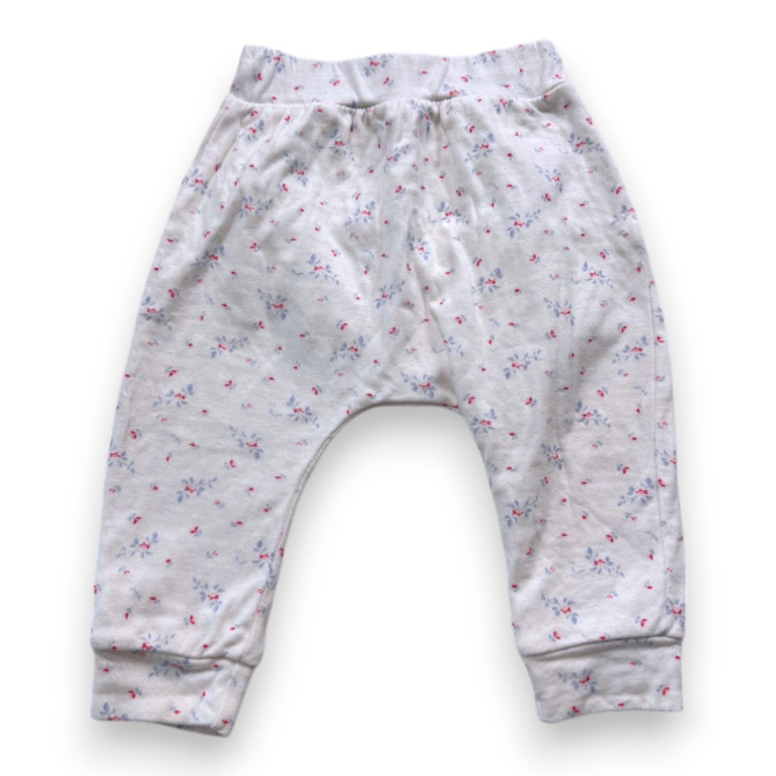 PETIT BATEAU - Pantalon blanc à fleurs - 12 mois