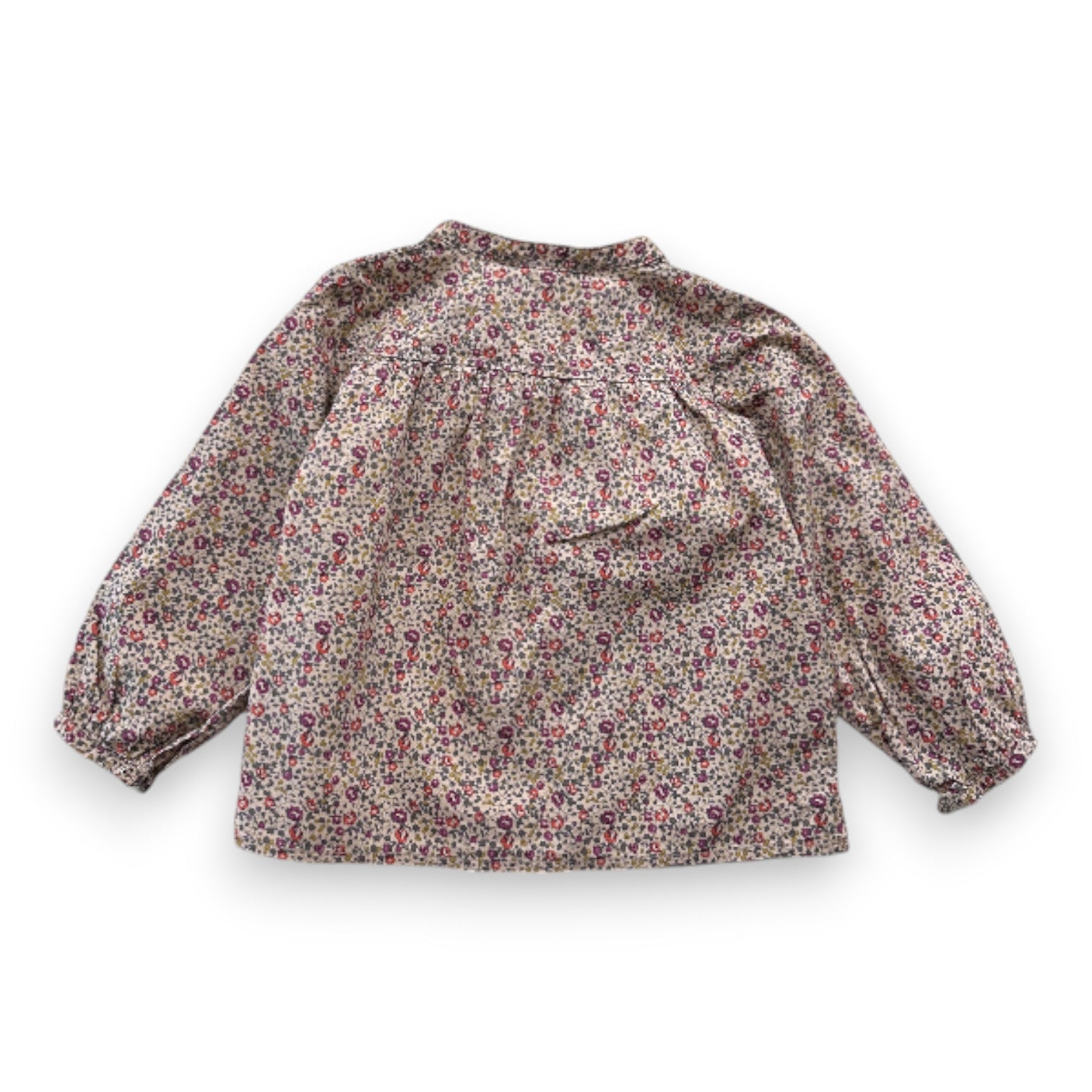 BONPOINT - Blouse à manches longues verte à fleurs - 18 mois