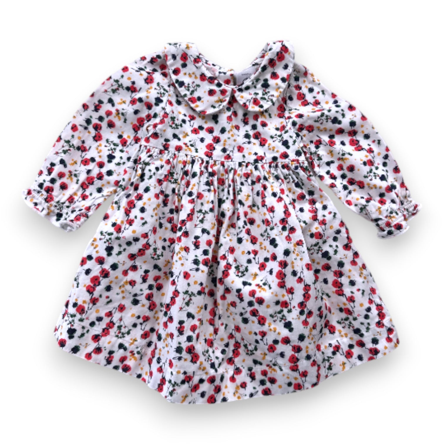 PETIT BATEAU - Robe à manches longues blanche à fleurs - 6 mois