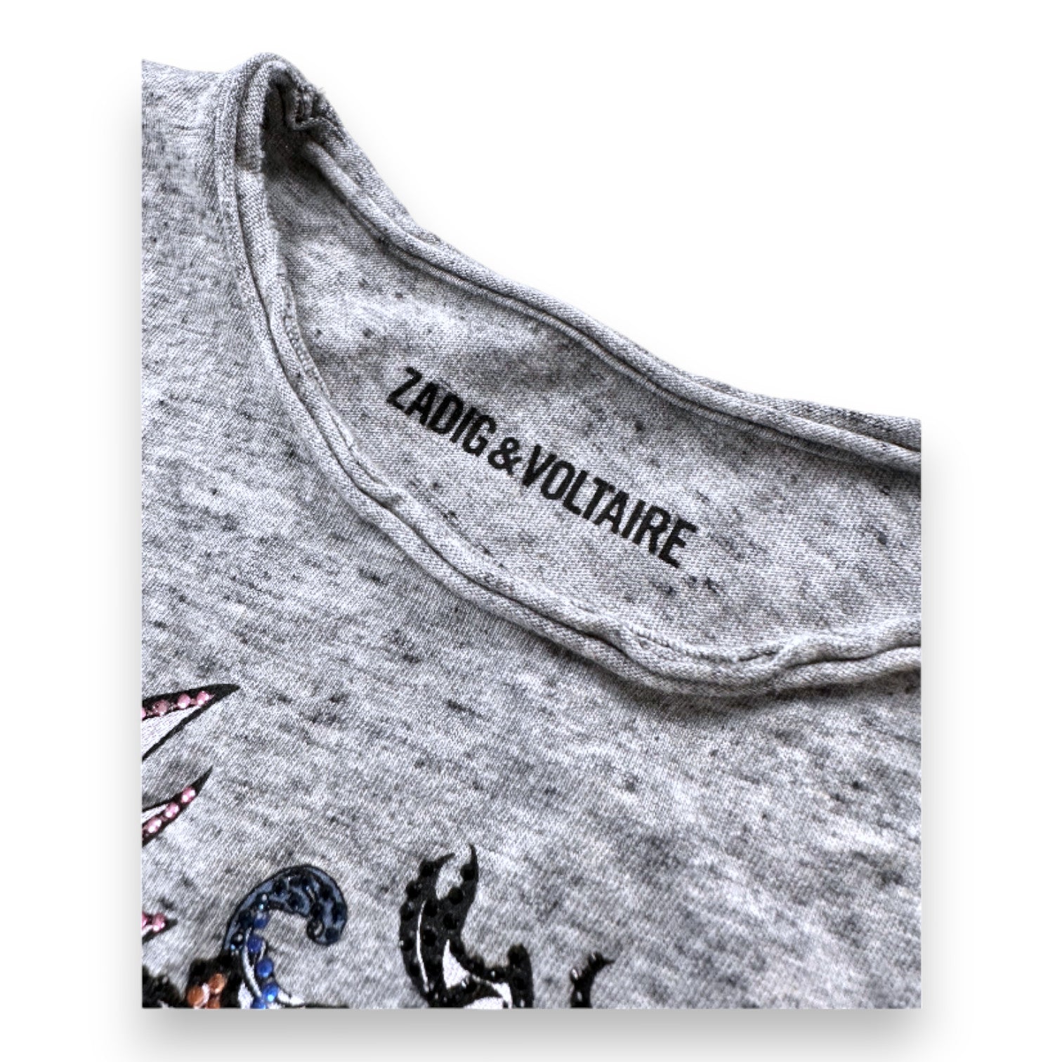 ZADIG & VOLTAIRE - T-shirt gris à manches courtes avec imprimé - 4 ans