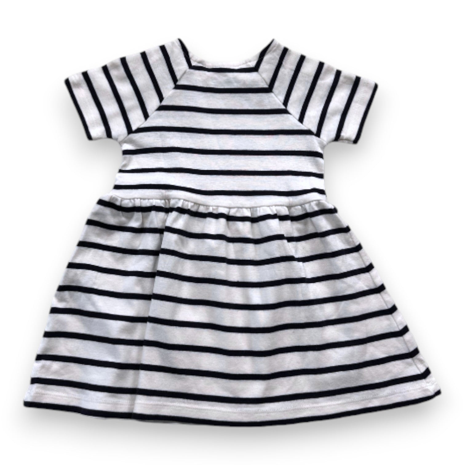 PETIT BATEAU - Robe bleue et blanche à rayures - 12 mois