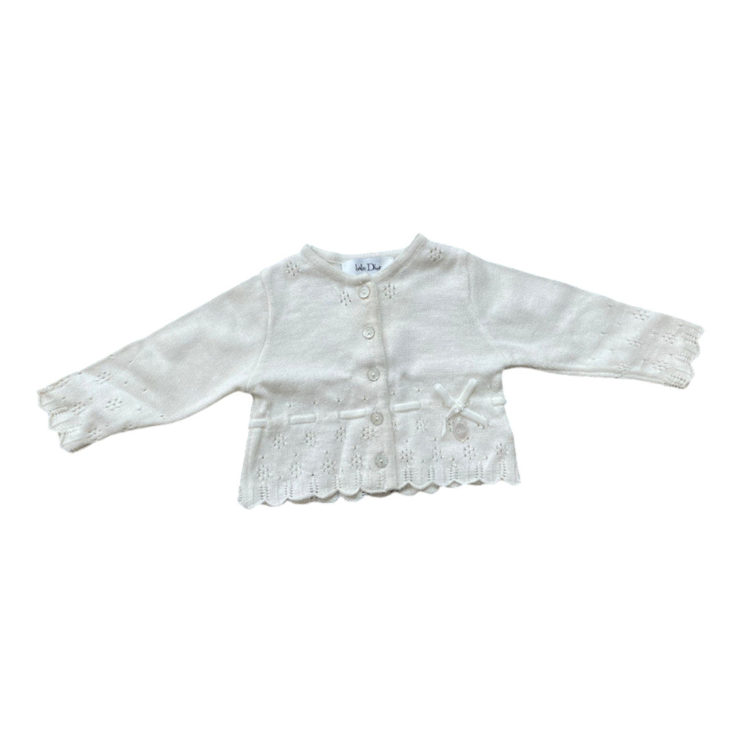 BABY DIOR - Cardigan blanc avec détails - 3 mois