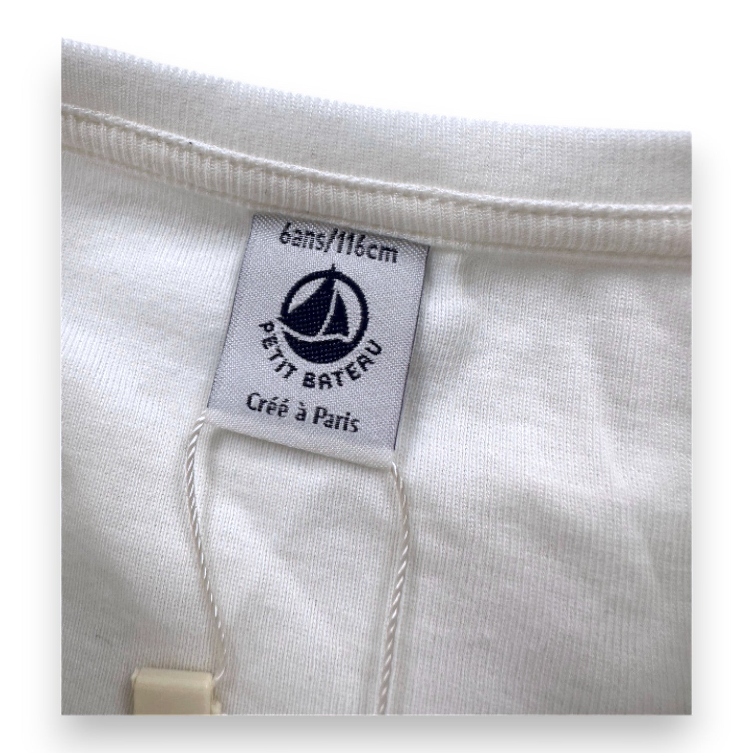 PETIT BATEAU - T-shirt à manches blanc avec imprimé neuf - 6 ans