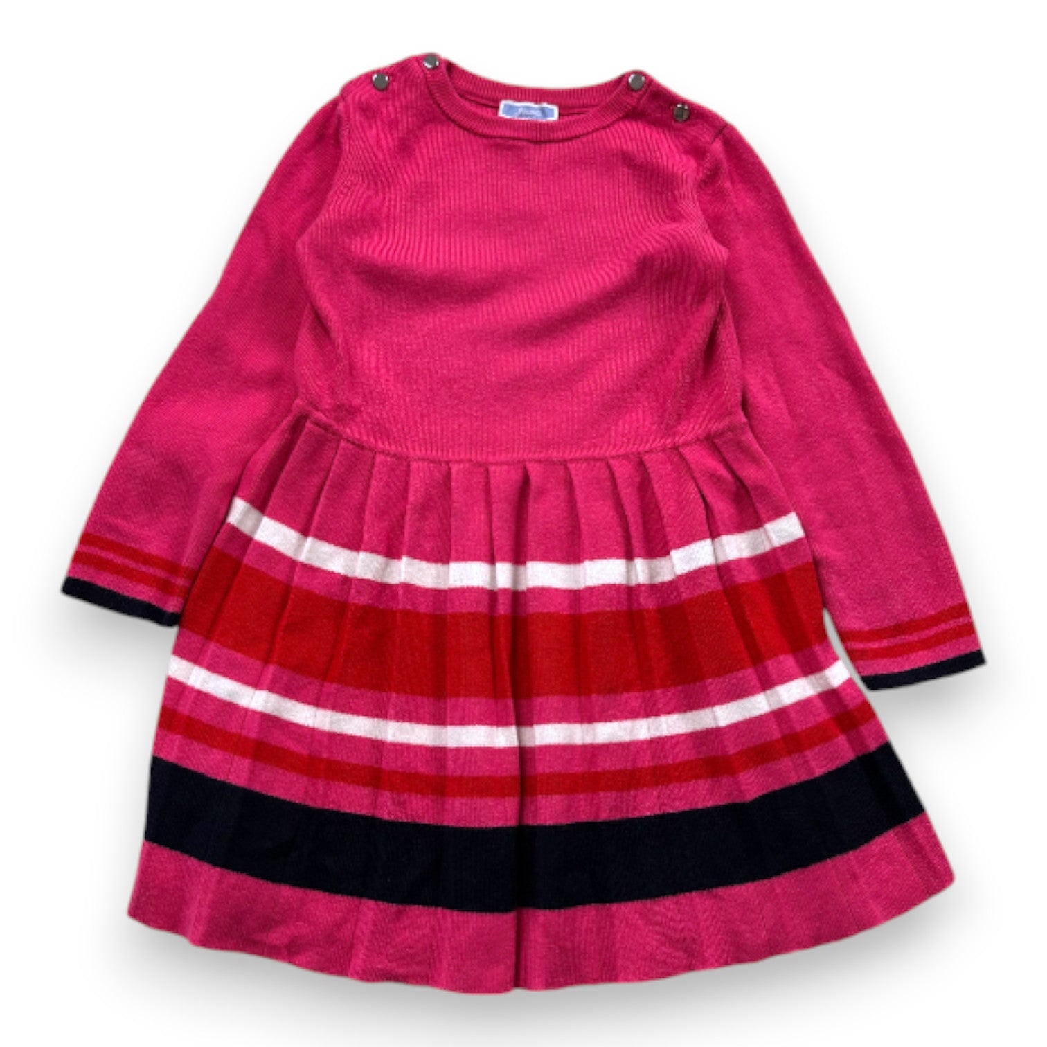 JACADI - Robe rose avec jupe à rayures - 5 ans