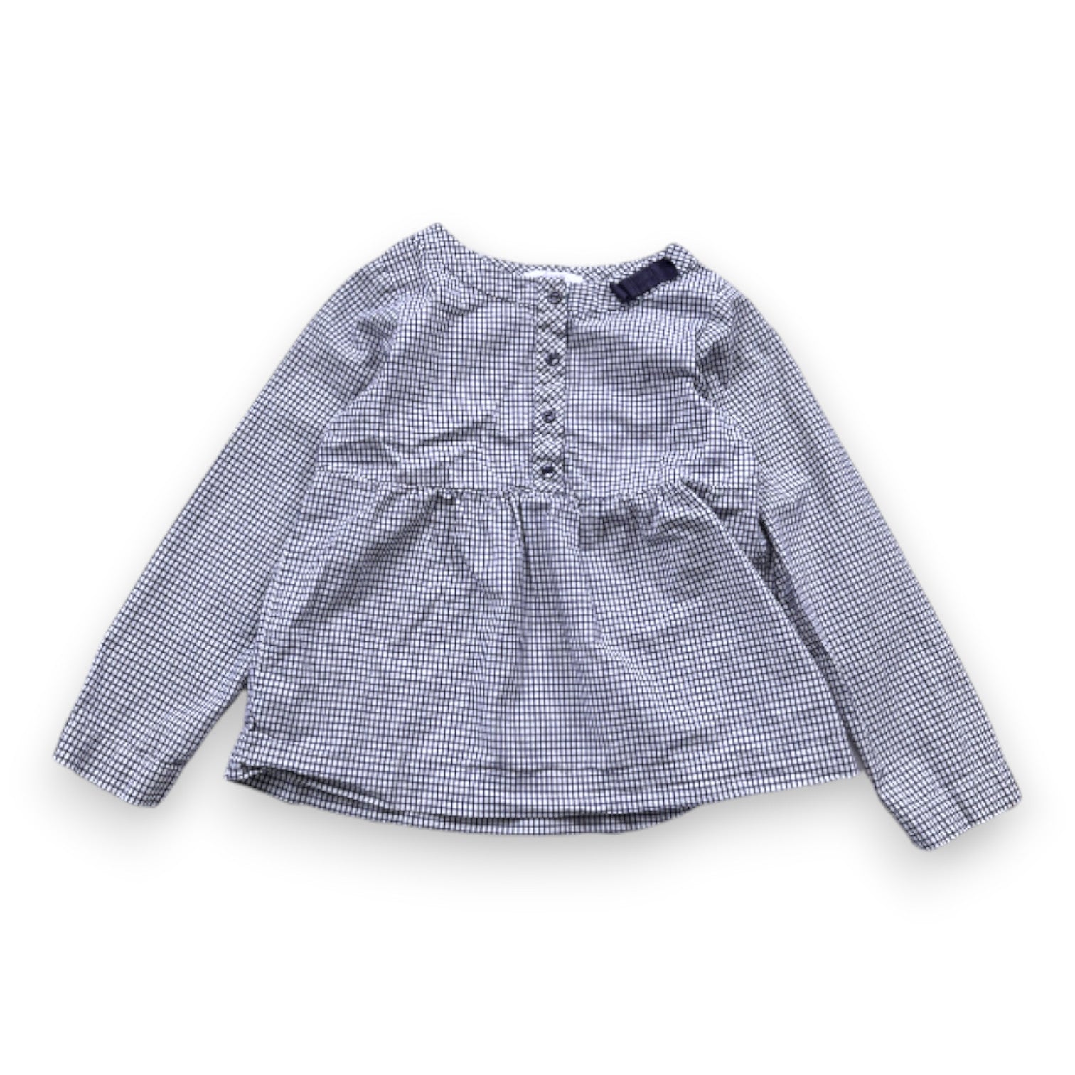 JACADI - Blouse vichy bleue et blanche à manches longues - 5 ans