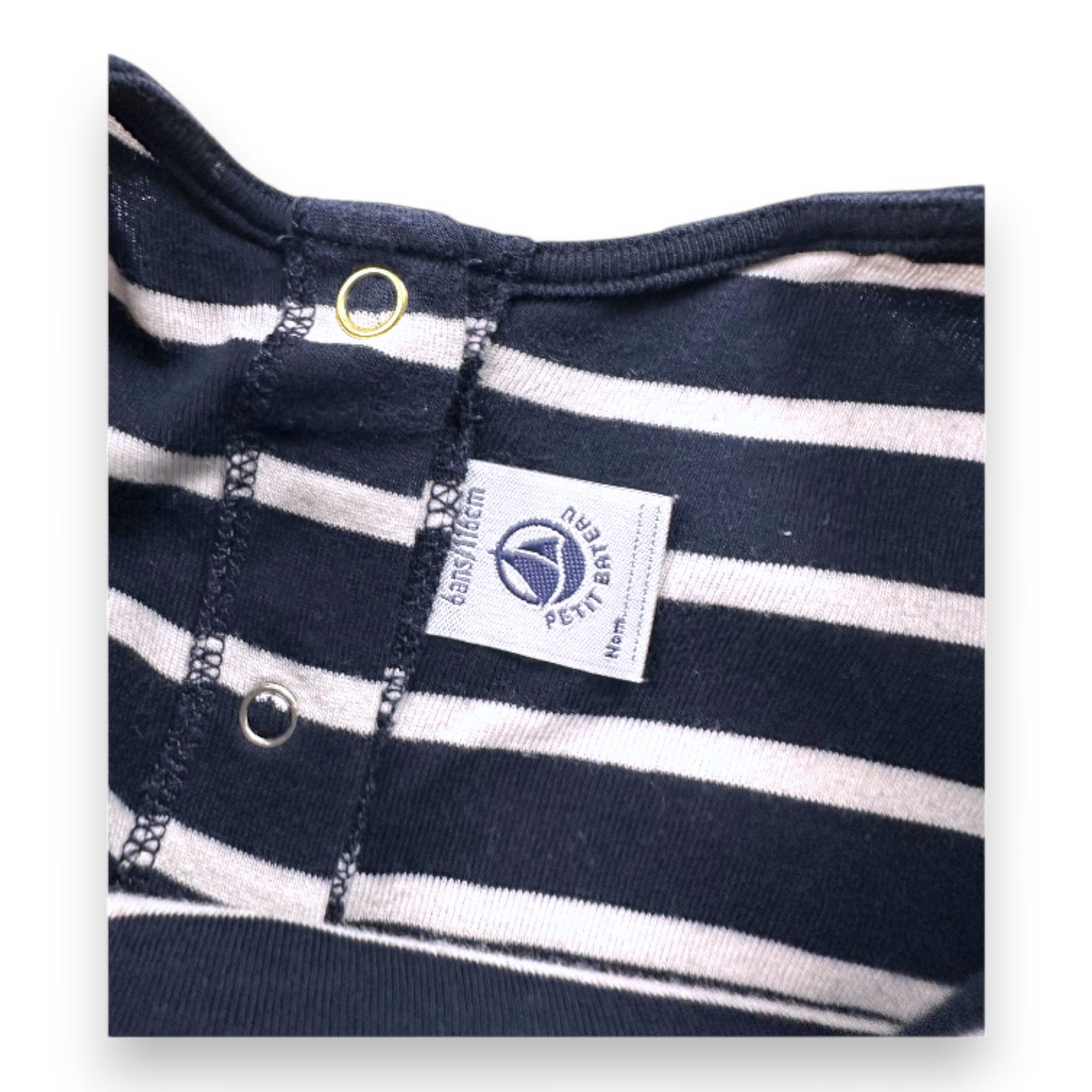 PETIT BATEAU - Robe bleu marine et blanche à manches longues - 6 ans