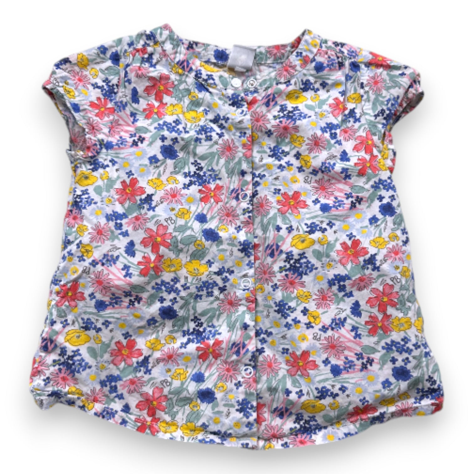 PETIT BATEAU - Blouse à fleurs à manches courtes - 4 ans