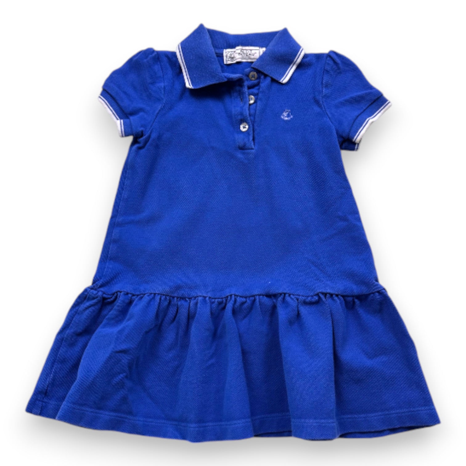 PETIT BATEAU - Robe polo bleue à manches courtes - 5 ans