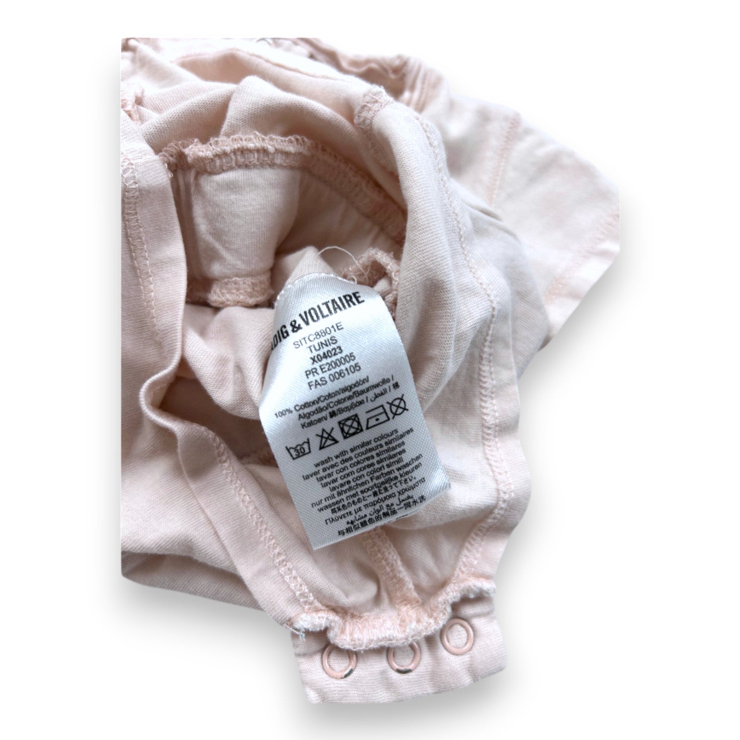 ZADIG & VOLTAIRE - Combi-shirt rose avec imprimé - 3 mois