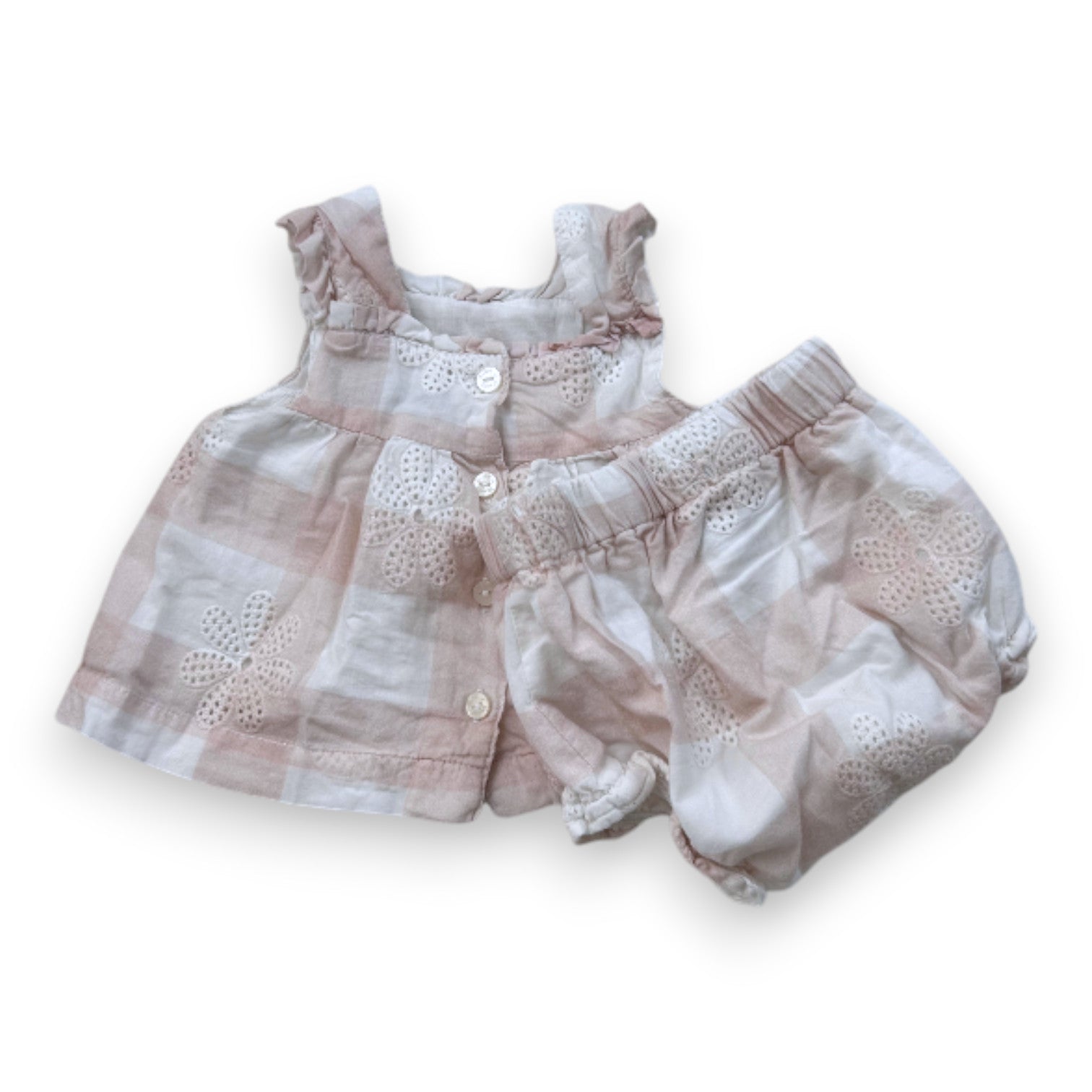 TARTINE & CHOCOLAT - Ensemble blouse et bloomer rose avec broderies - 3 mois