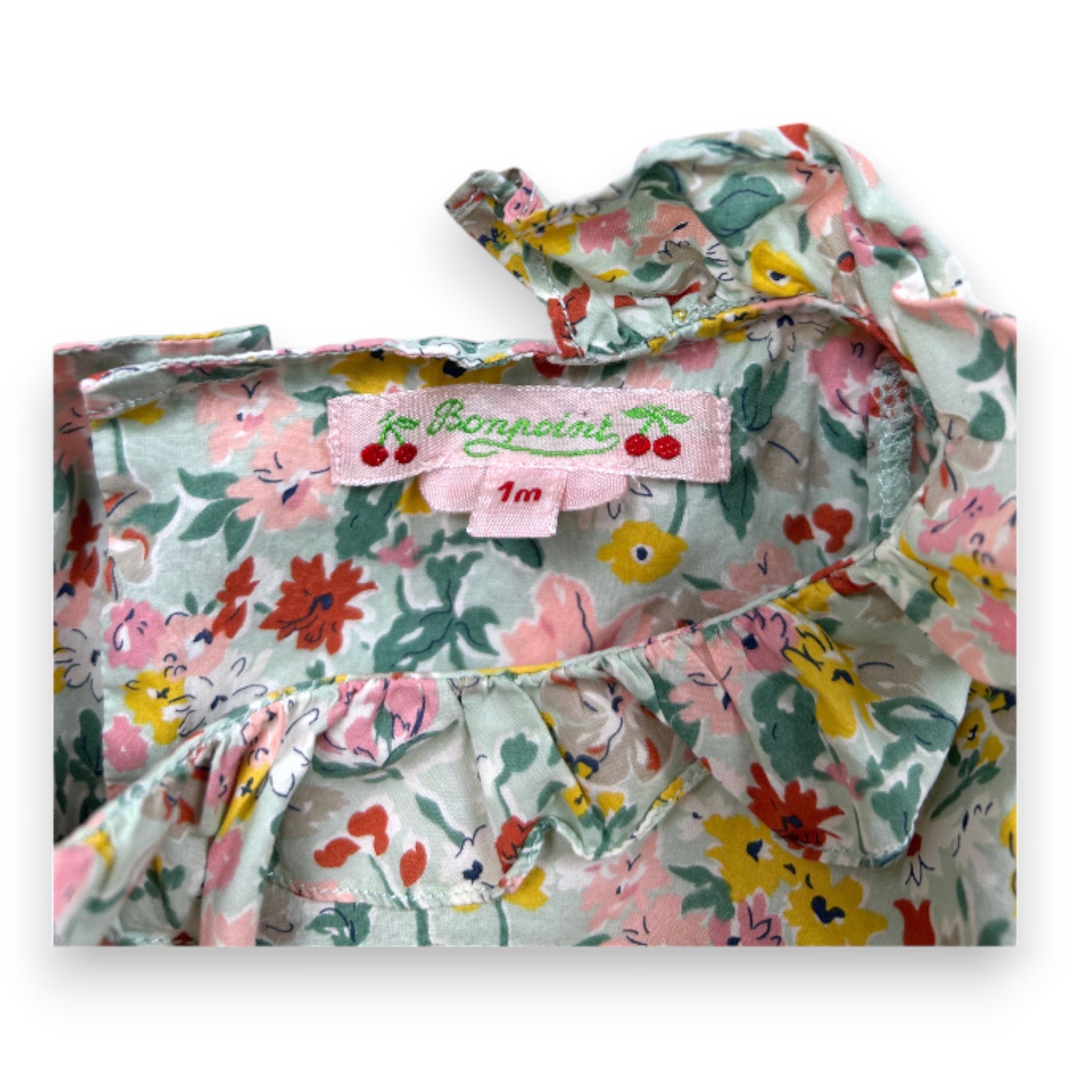 BONPOINT - Blouse verte à fleurs à manches longues - 1 mois