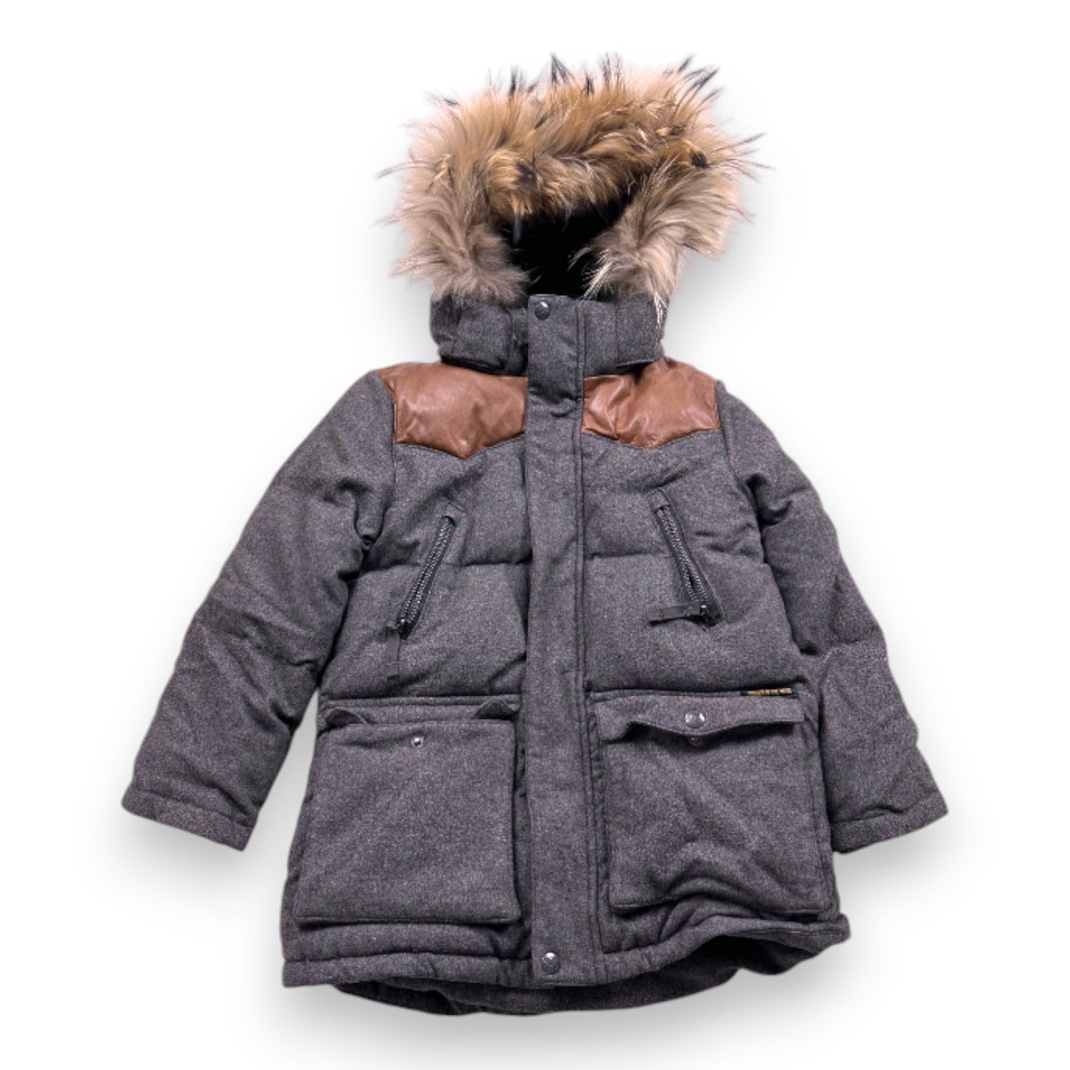 FINGER IN THE NOSE - Parka grise en laine - 6 ans