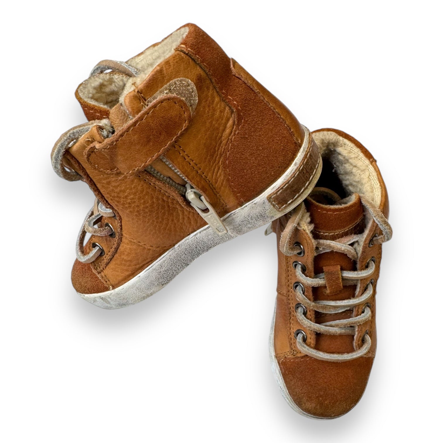 TIMBERLAND - Baskets montantes fourées en daim marron - 25